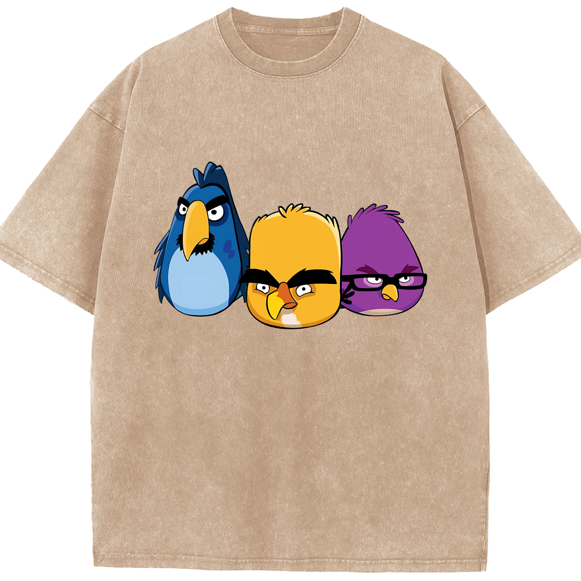 （画像用） Angry Birds アングリーバード 綿100% ヴィンテージ風 半袖Tシャツ（フロントプリント）