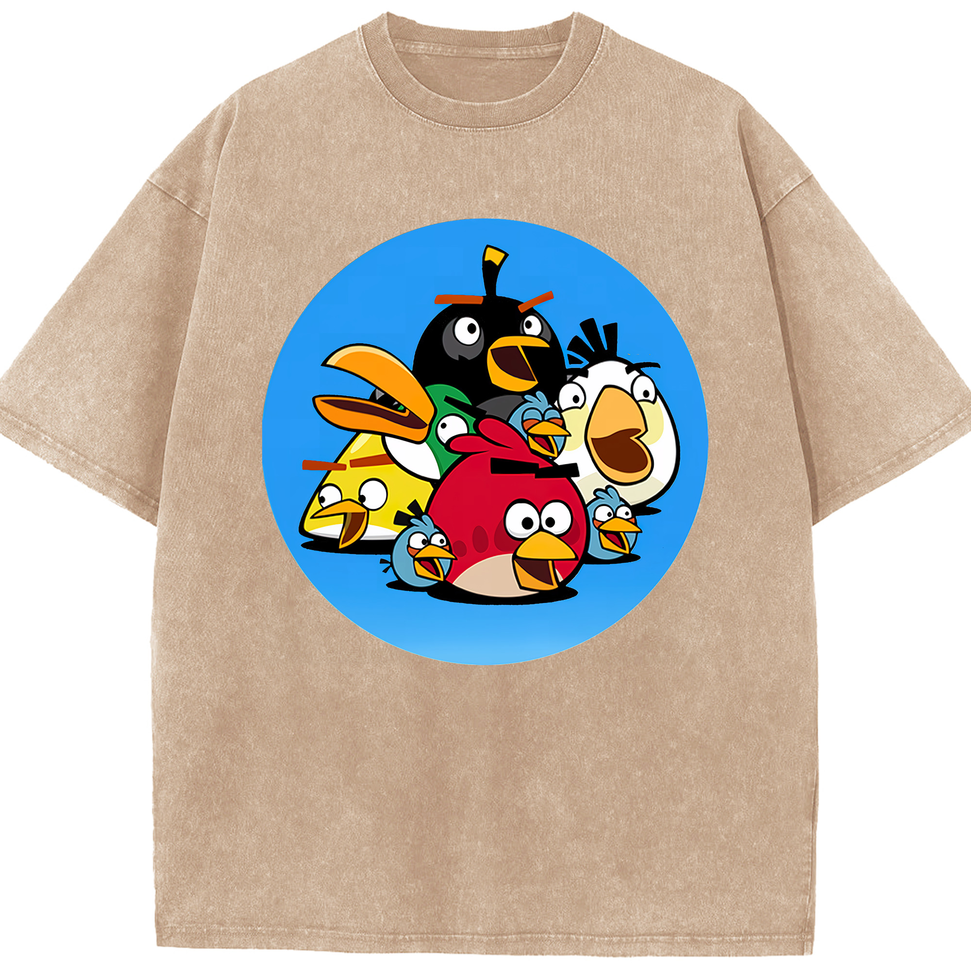 （画像用） Angry Birds アングリーバード 綿100% ヴィンテージ風 半袖Tシャツ（フロントプリント）