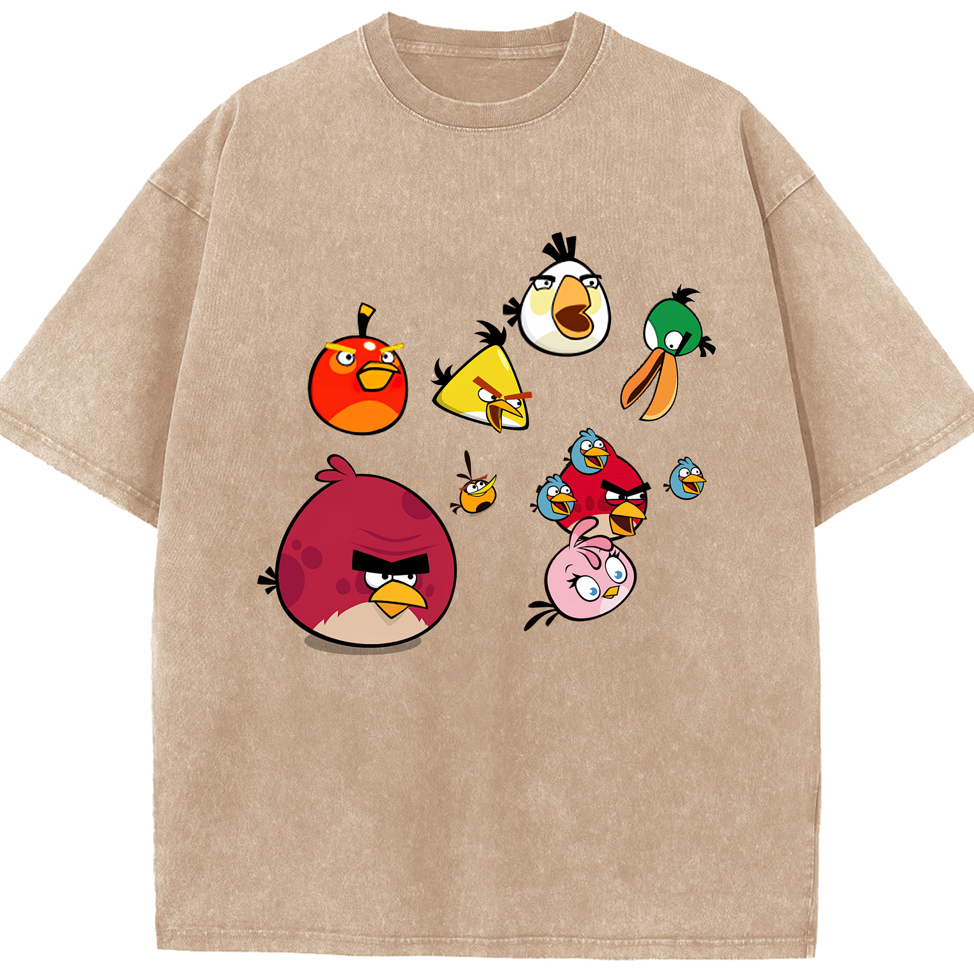 （画像用） Angry Birds アングリーバード 綿100% ヴィンテージ風 半袖Tシャツ（フロントプリント）