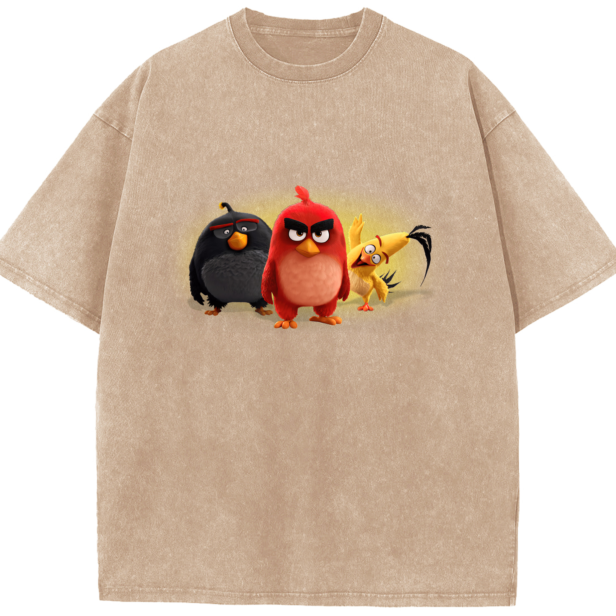 （画像用） Angry Birds アングリーバード 綿100% ヴィンテージ風 半袖Tシャツ（フロントプリント）