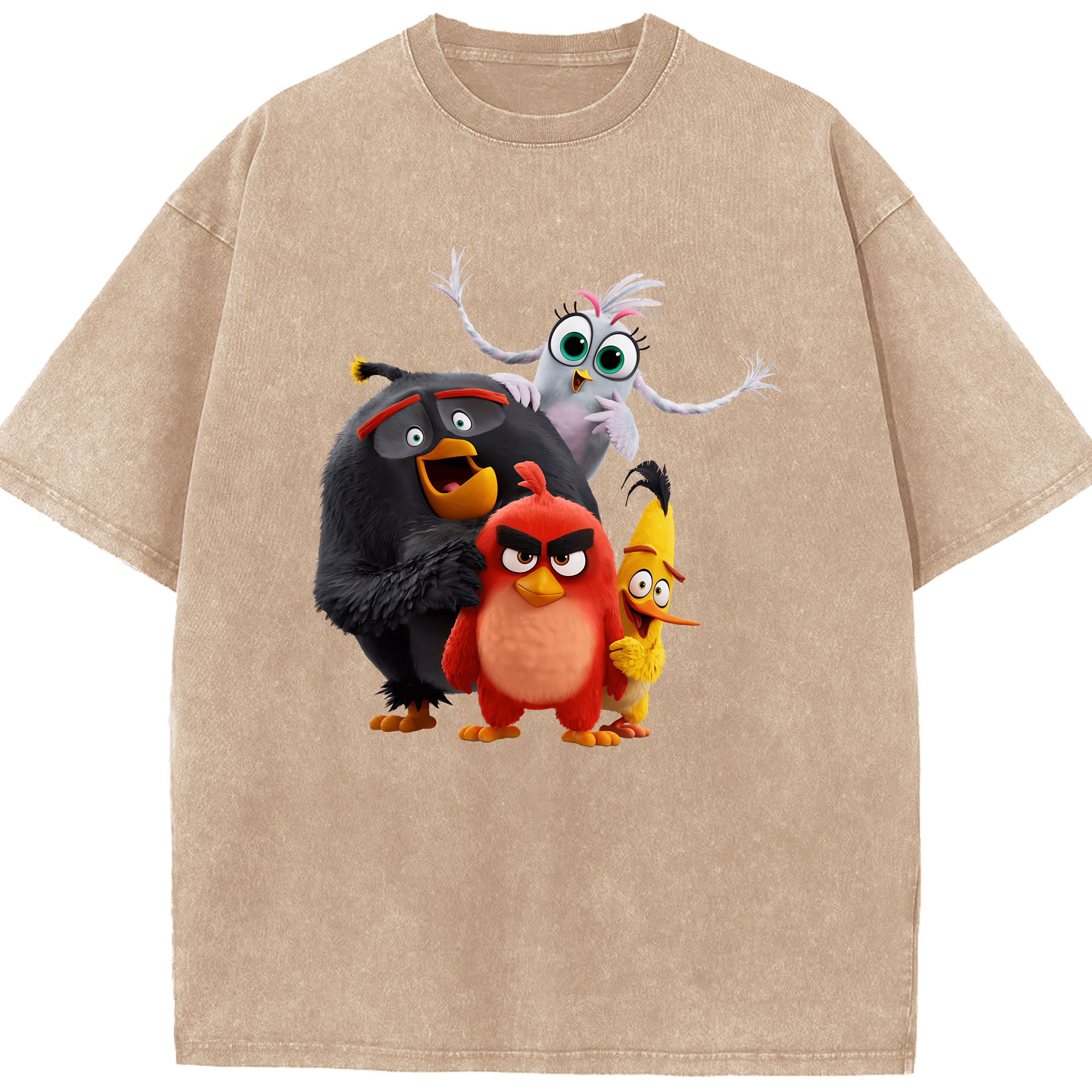（画像用） Angry Birds アングリーバード 綿100% ヴィンテージ風 半袖Tシャツ（フロントプリント）