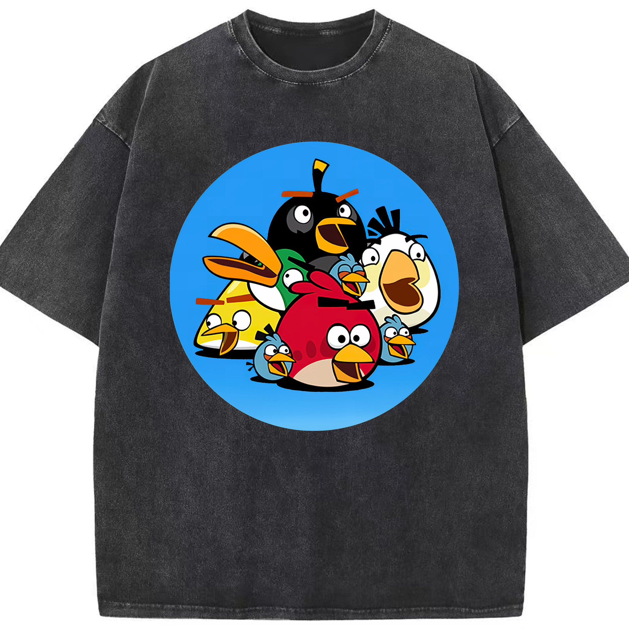 （画像用） Angry Birds アングリーバード 綿100% ヴィンテージ風 半袖Tシャツ（フロントプリント）
