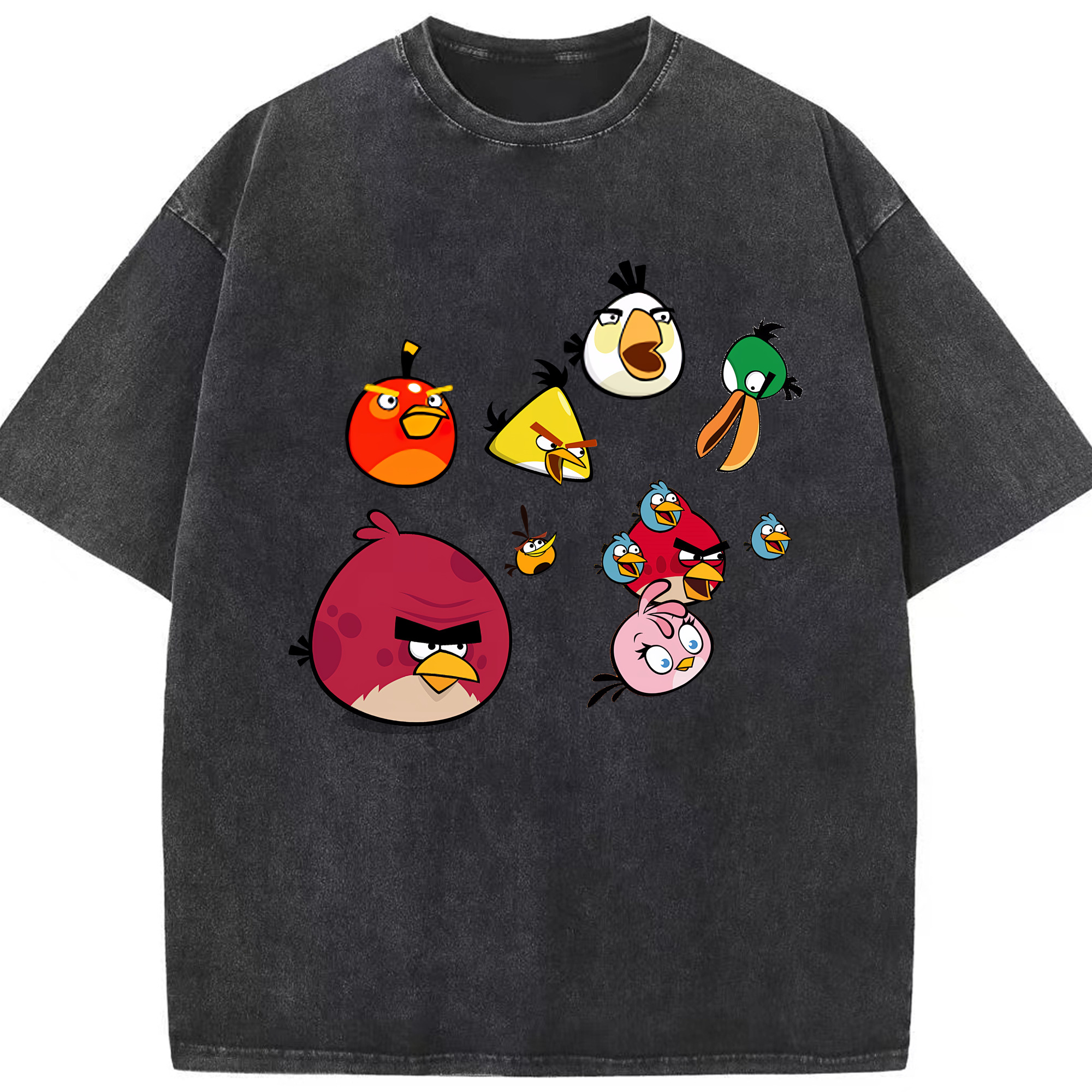 （画像用） Angry Birds アングリーバード 綿100% ヴィンテージ風 半袖Tシャツ（フロントプリント）