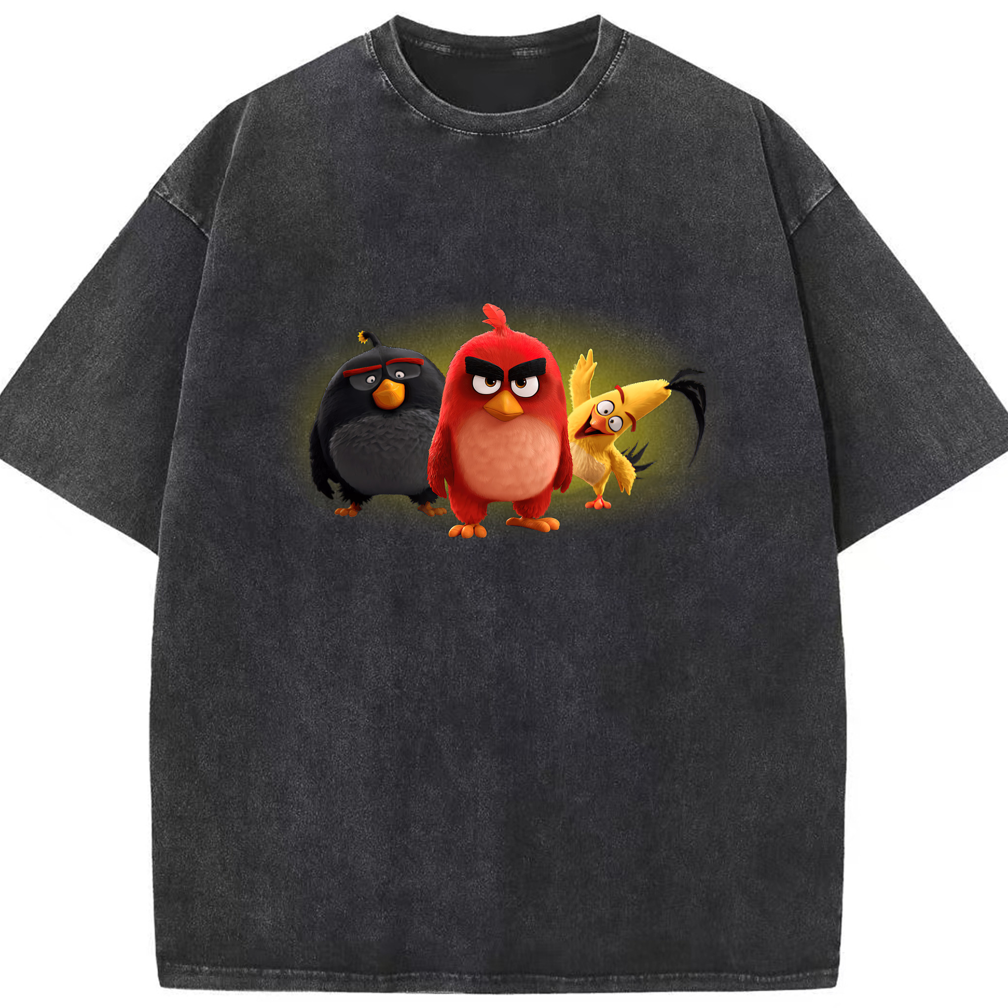 （画像用） Angry Birds アングリーバード 綿100% ヴィンテージ風 半袖Tシャツ（フロントプリント）