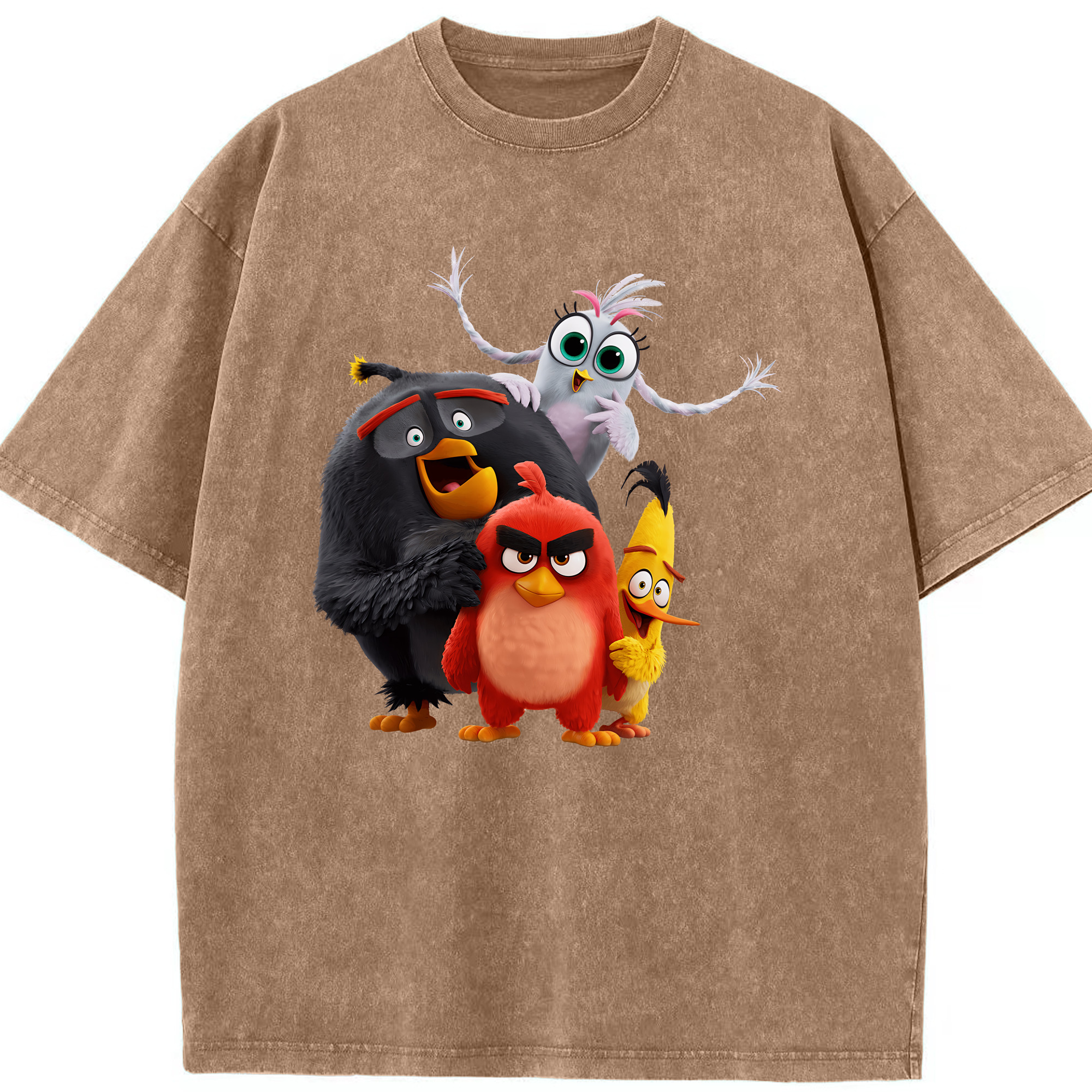 （画像用） Angry Birds アングリーバード 綿100% ヴィンテージ風 半袖Tシャツ（フロントプリント）