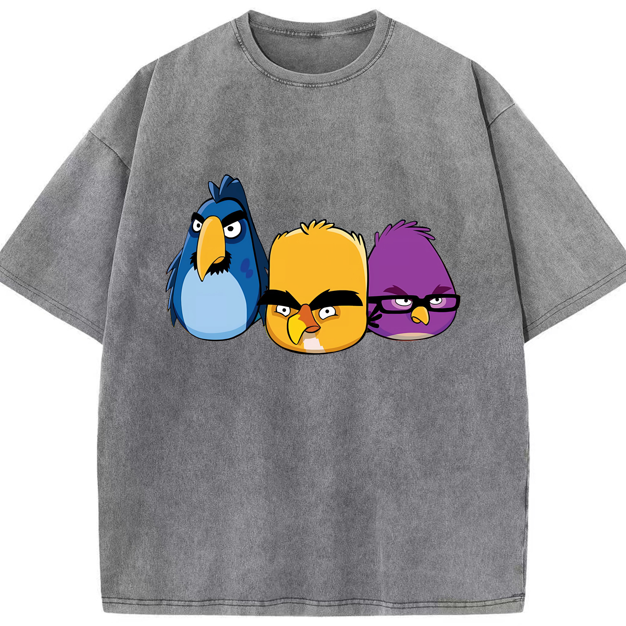（画像用） Angry Birds アングリーバード 綿100% ヴィンテージ風 半袖Tシャツ（フロントプリント）