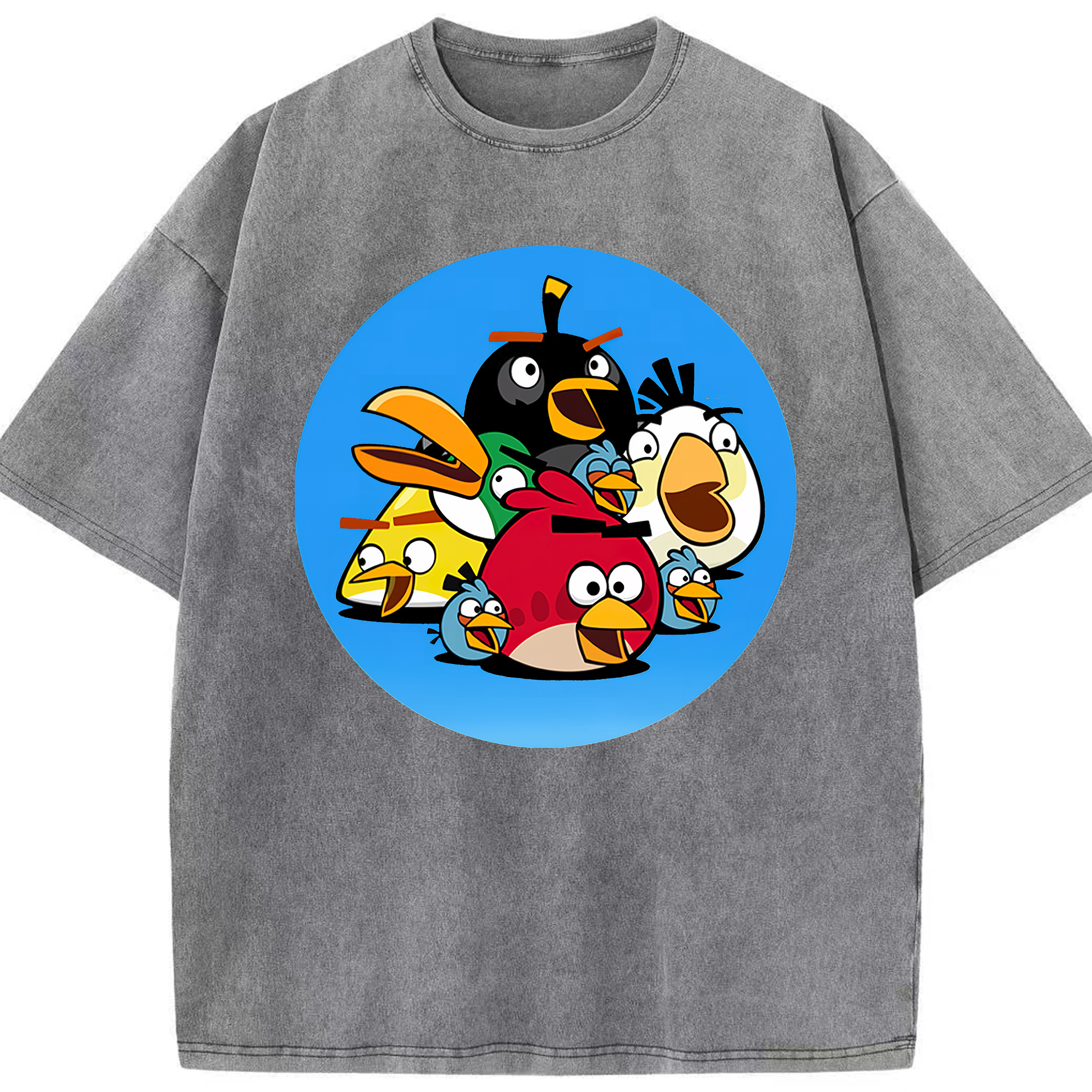（画像用） Angry Birds アングリーバード 綿100% ヴィンテージ風 半袖Tシャツ（フロントプリント）