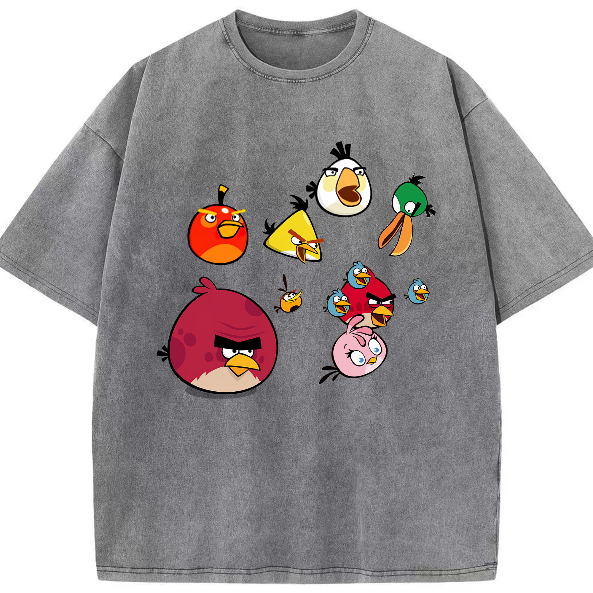 （画像用） Angry Birds アングリーバード 綿100% ヴィンテージ風 半袖Tシャツ（フロントプリント）
