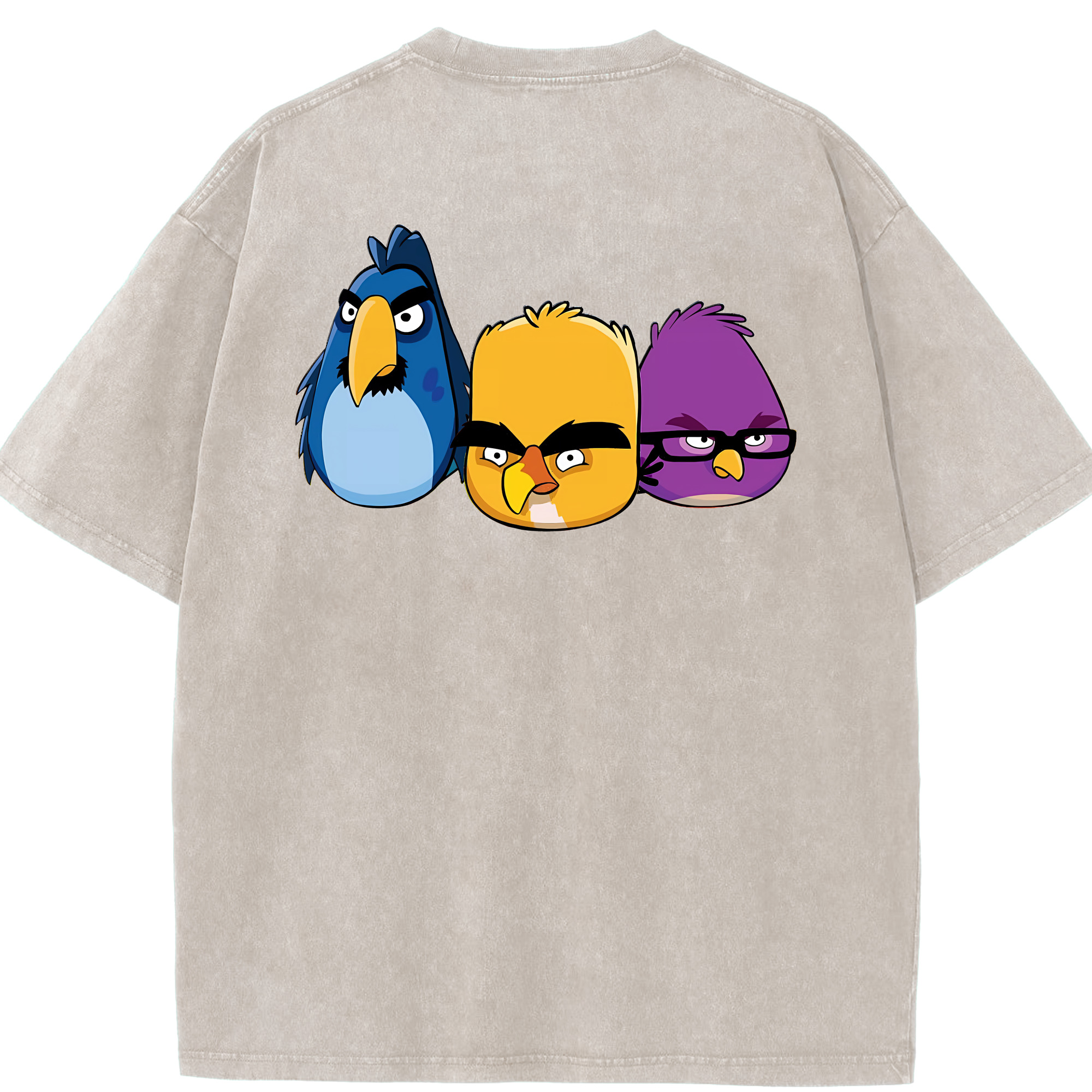 （画像用） Angry Birds アングリーバード 綿100% ヴィンテージ風 半袖Tシャツ（背面プリント）