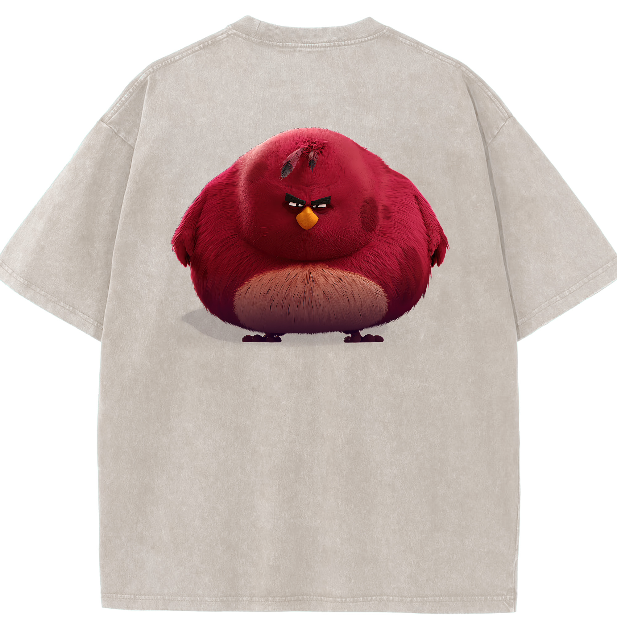 （画像用） Angry Birds アングリーバード 綿100% ヴィンテージ風 半袖Tシャツ（背面プリント）