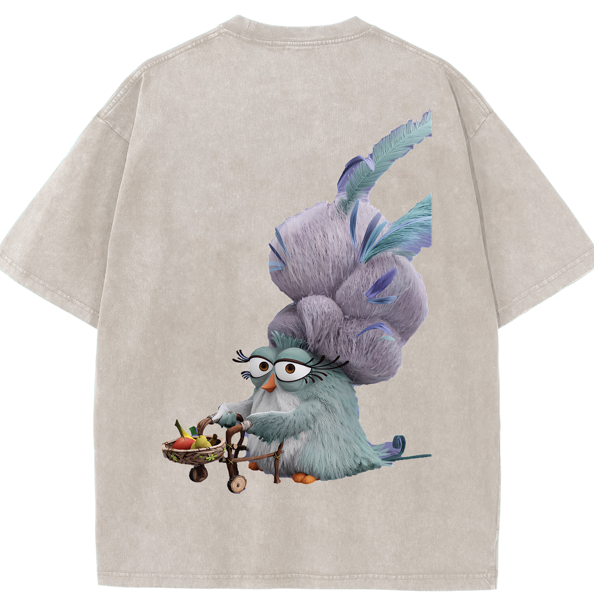 （画像用） Angry Birds アングリーバード 綿100% ヴィンテージ風 半袖Tシャツ（背面プリント）