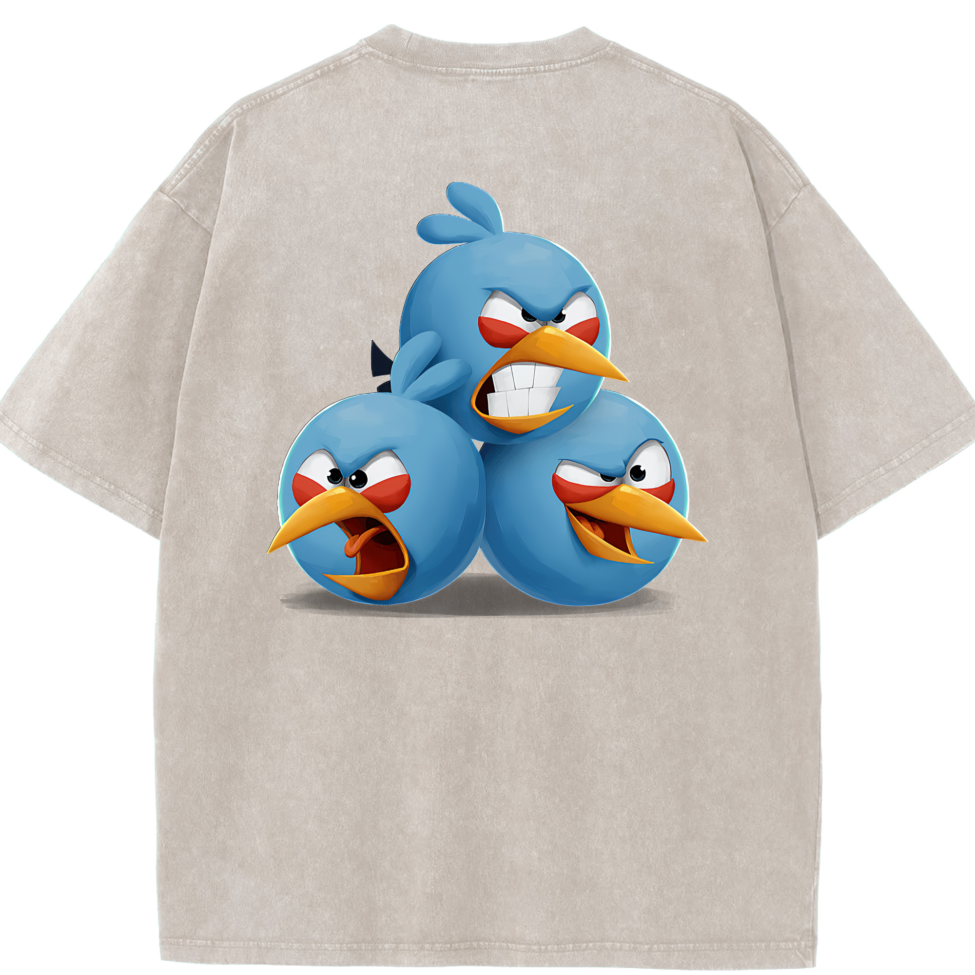 （画像用） Angry Birds アングリーバード 綿100% ヴィンテージ風 半袖Tシャツ（背面プリント）