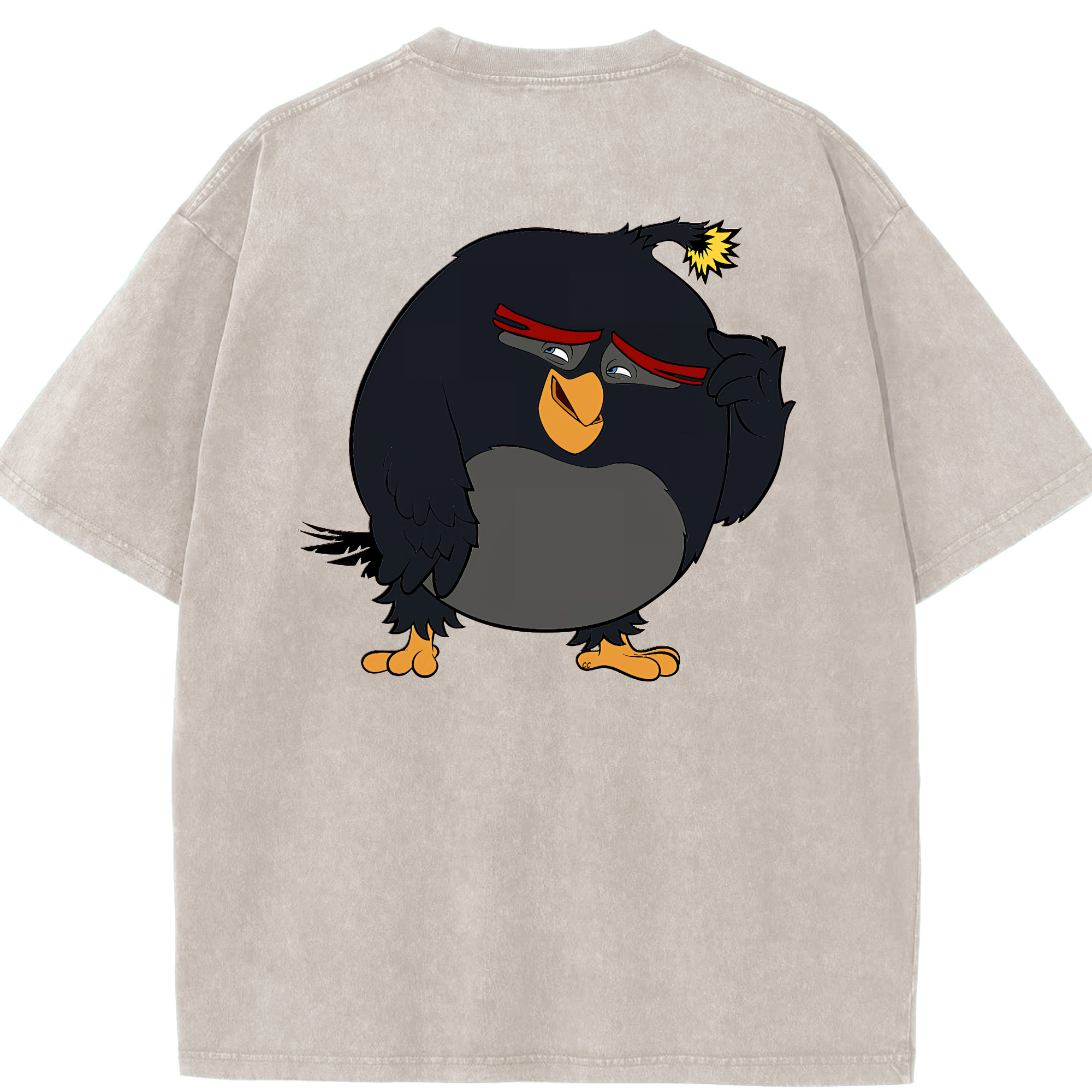 （画像用） Angry Birds アングリーバード 綿100% ヴィンテージ風 半袖Tシャツ（背面プリント）