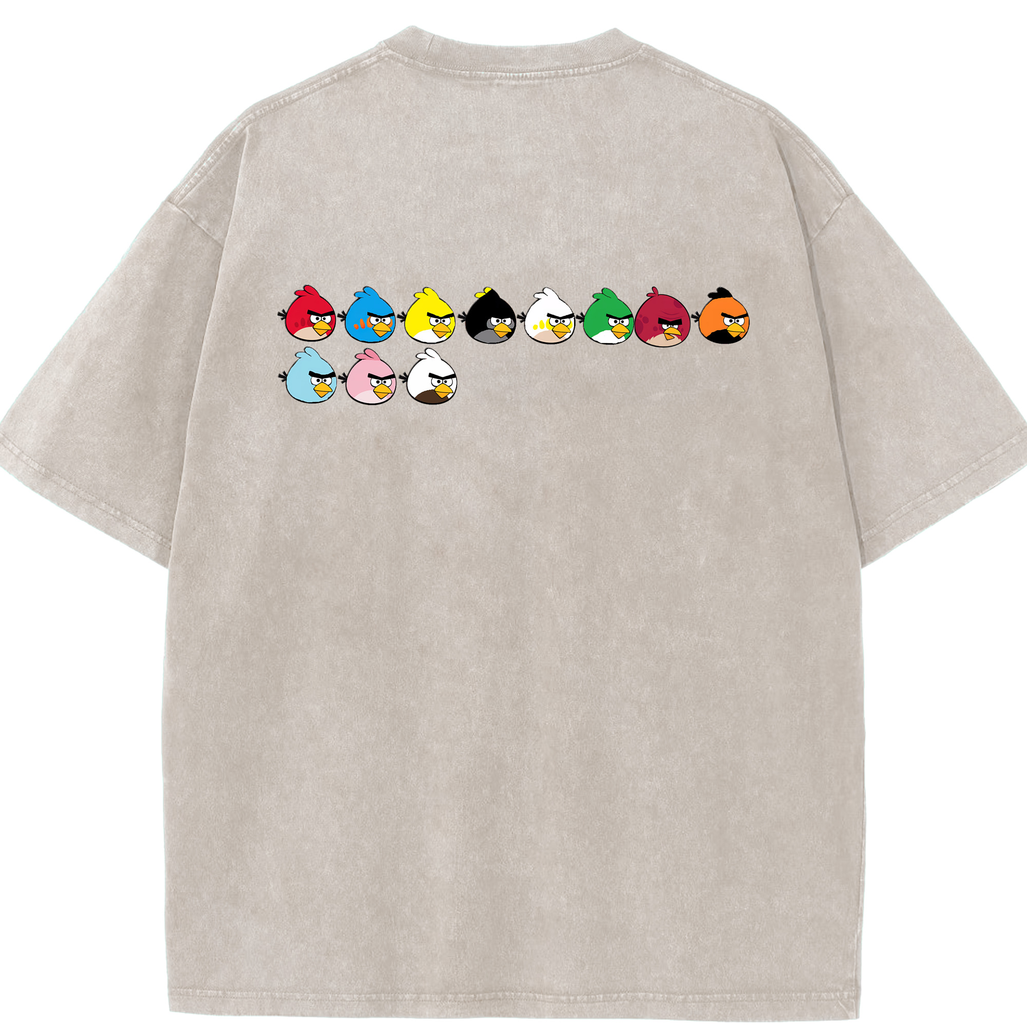 （画像用） Angry Birds アングリーバード 綿100% ヴィンテージ風 半袖Tシャツ（背面プリント）