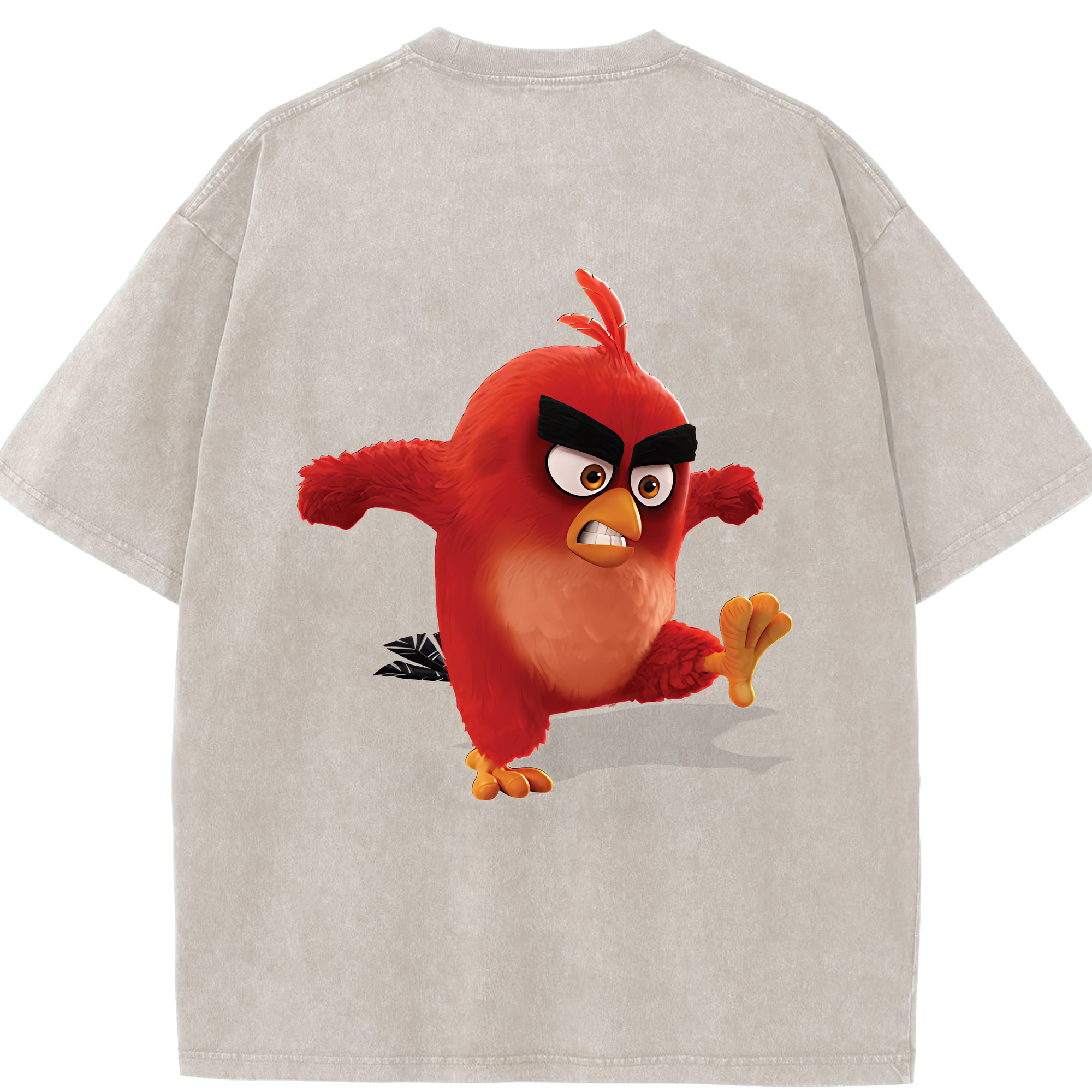 （画像用） Angry Birds アングリーバード 綿100% ヴィンテージ風 半袖Tシャツ（背面プリント）