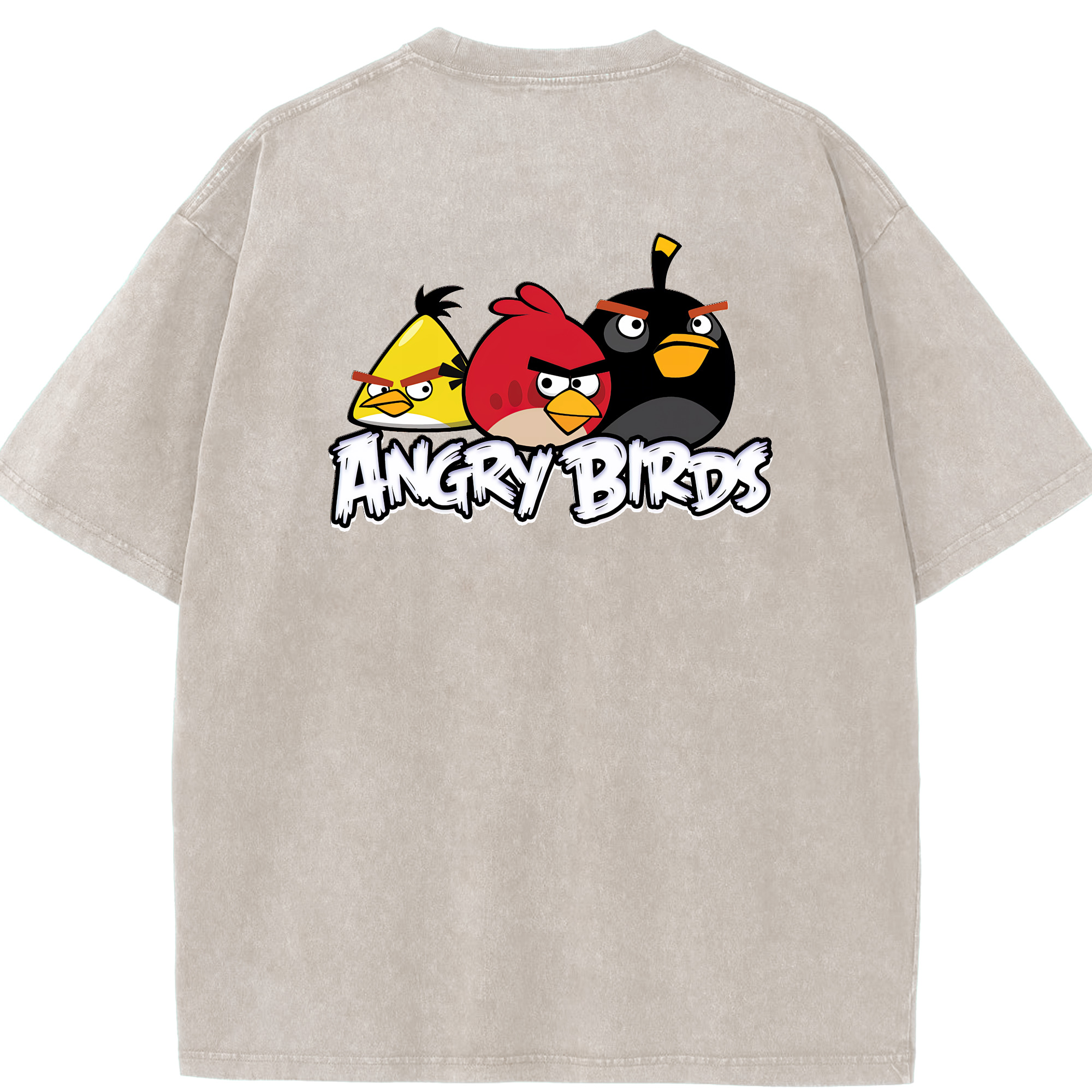 （画像用） Angry Birds アングリーバード 綿100% ヴィンテージ風 半袖Tシャツ（背面プリント）