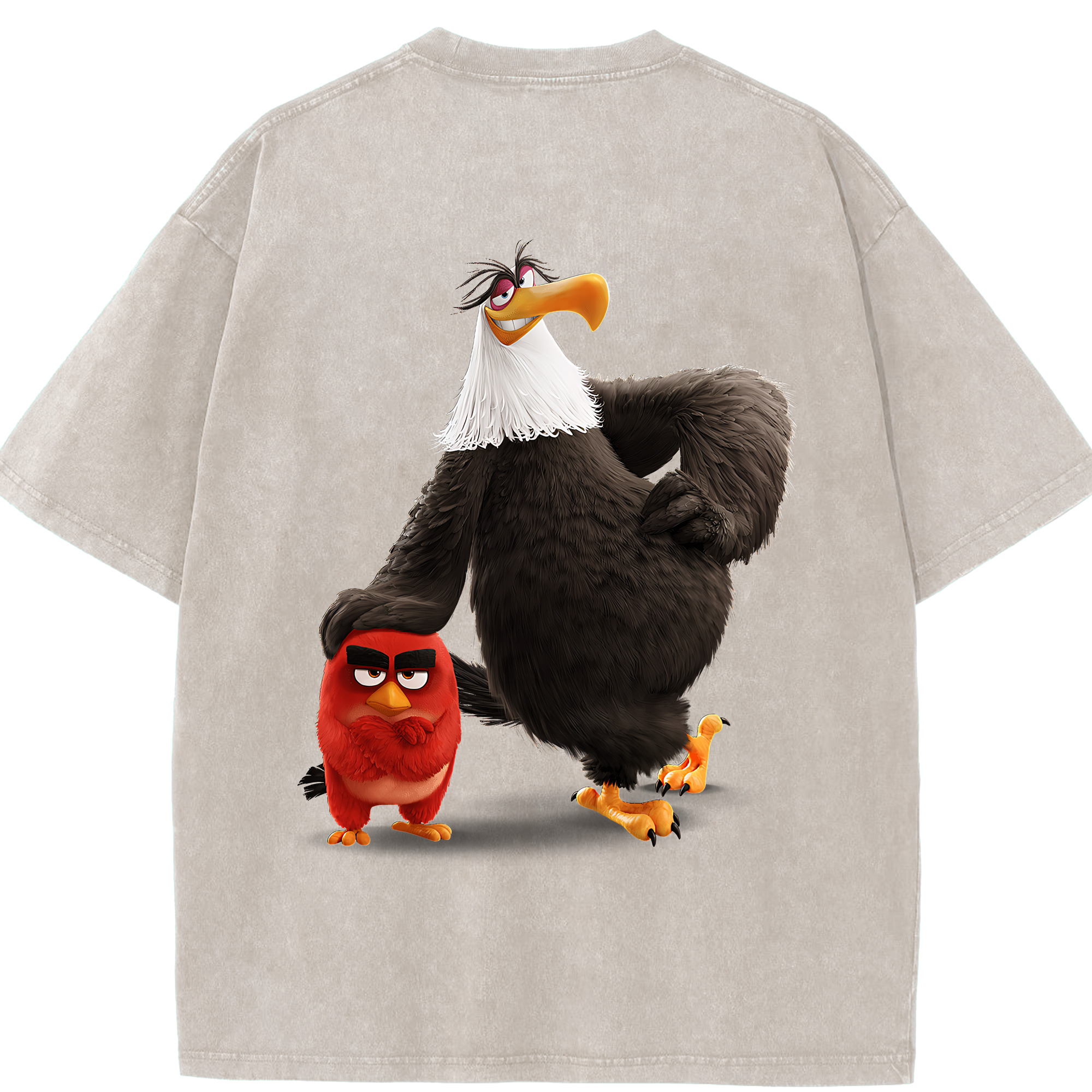 （画像用） Angry Birds アングリーバード 綿100% ヴィンテージ風 半袖Tシャツ（背面プリント）