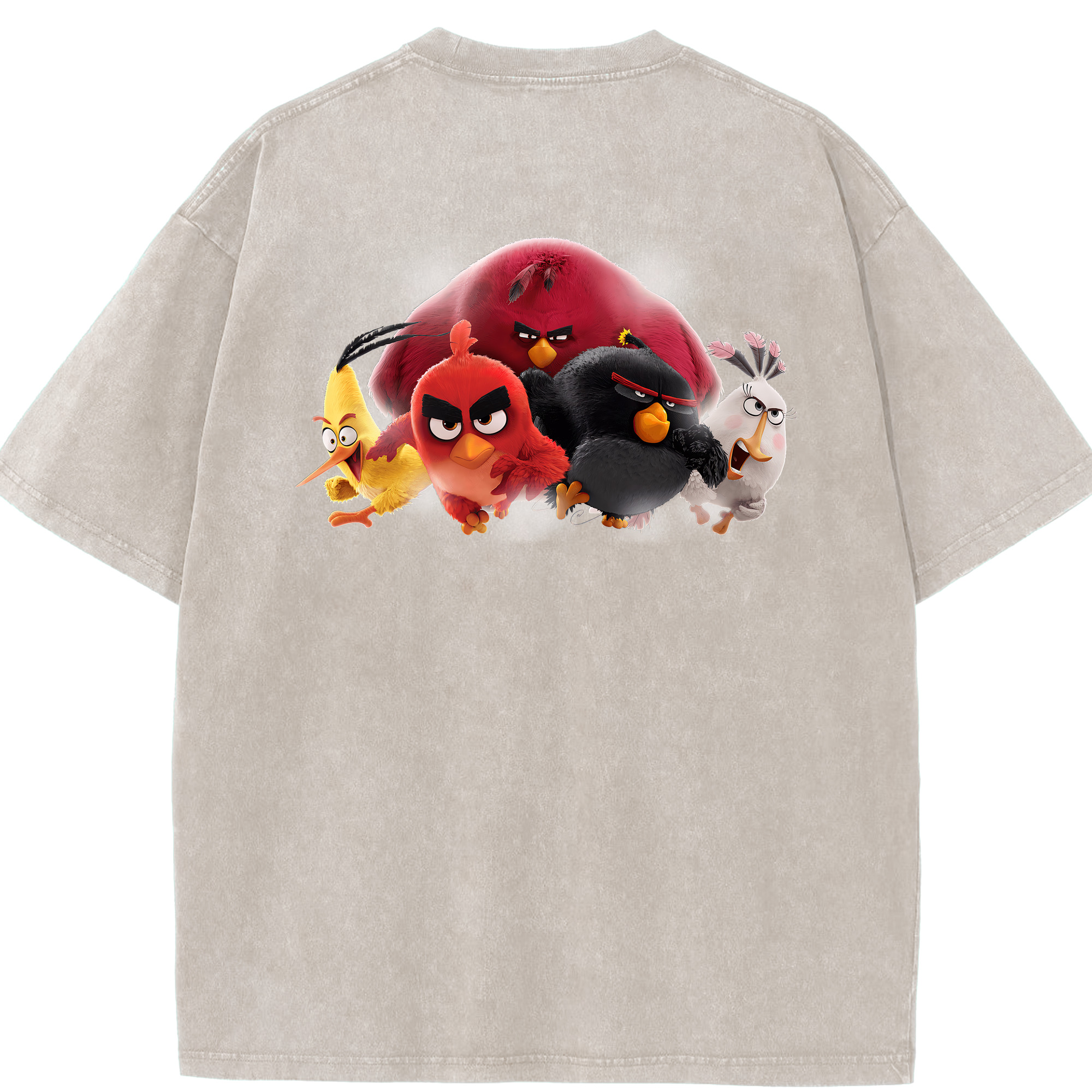 （画像用） Angry Birds アングリーバード 綿100% ヴィンテージ風 半袖Tシャツ（背面プリント）