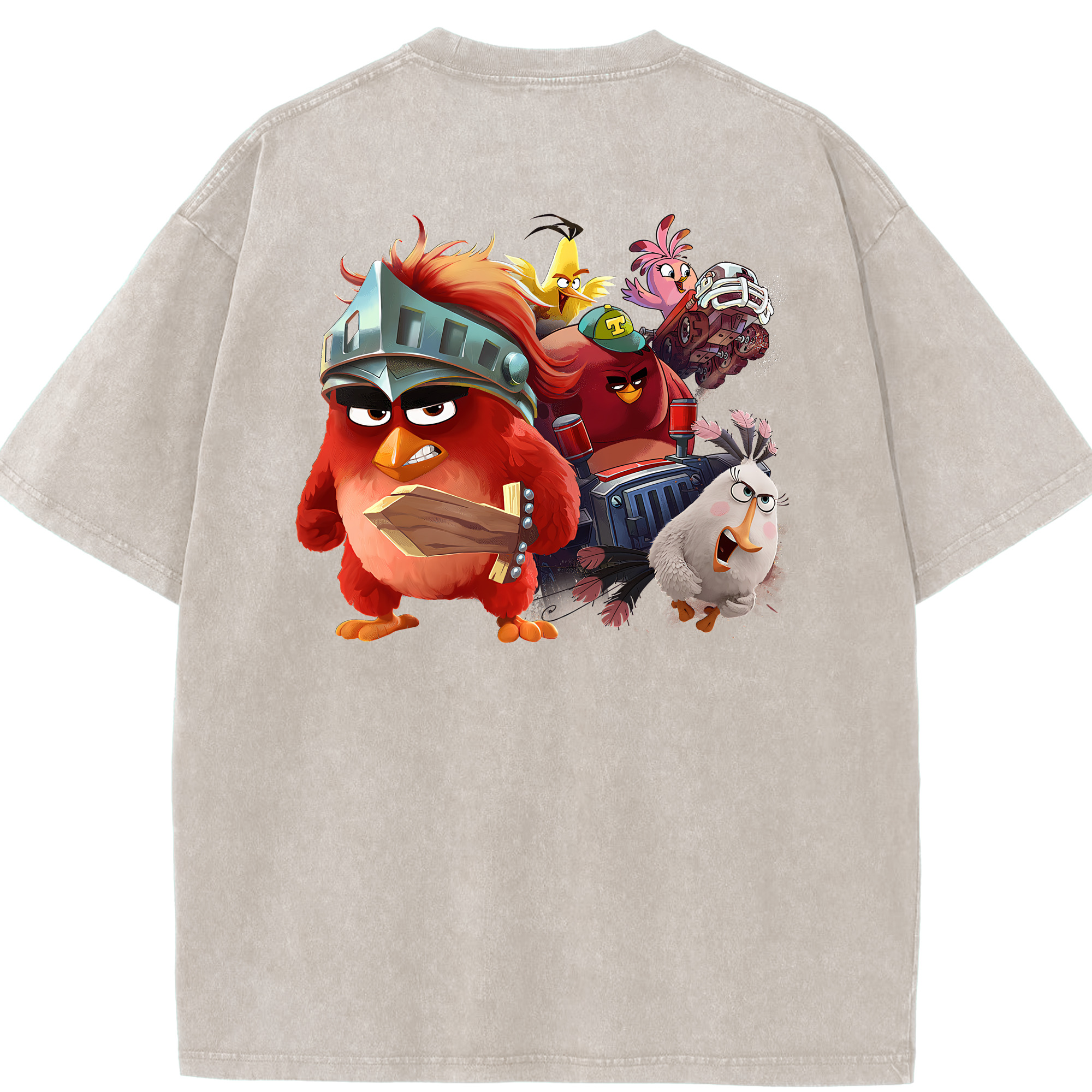 （画像用） Angry Birds アングリーバード 綿100% ヴィンテージ風 半袖Tシャツ（背面プリント）