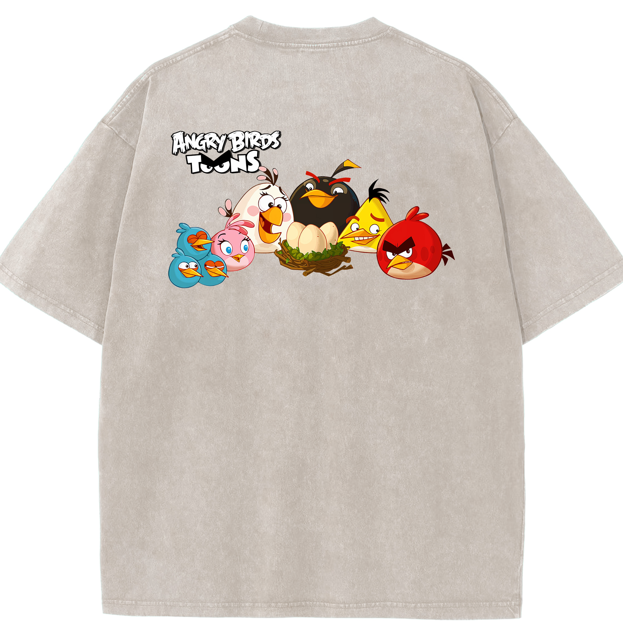 （画像用） Angry Birds アングリーバード 綿100% ヴィンテージ風 半袖Tシャツ（背面プリント）