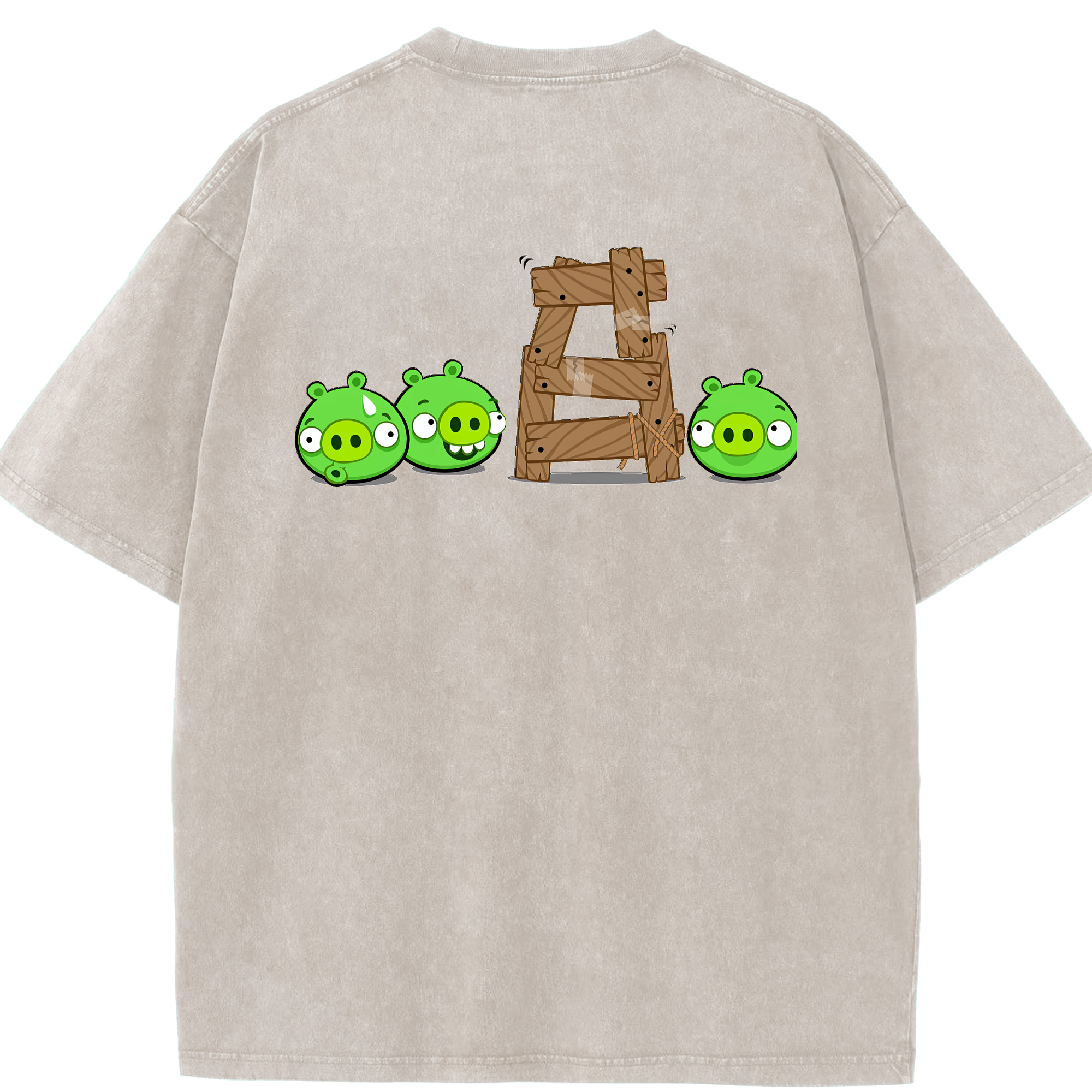 （画像用） Angry Birds アングリーバード 綿100% ヴィンテージ風 半袖Tシャツ（背面プリント）