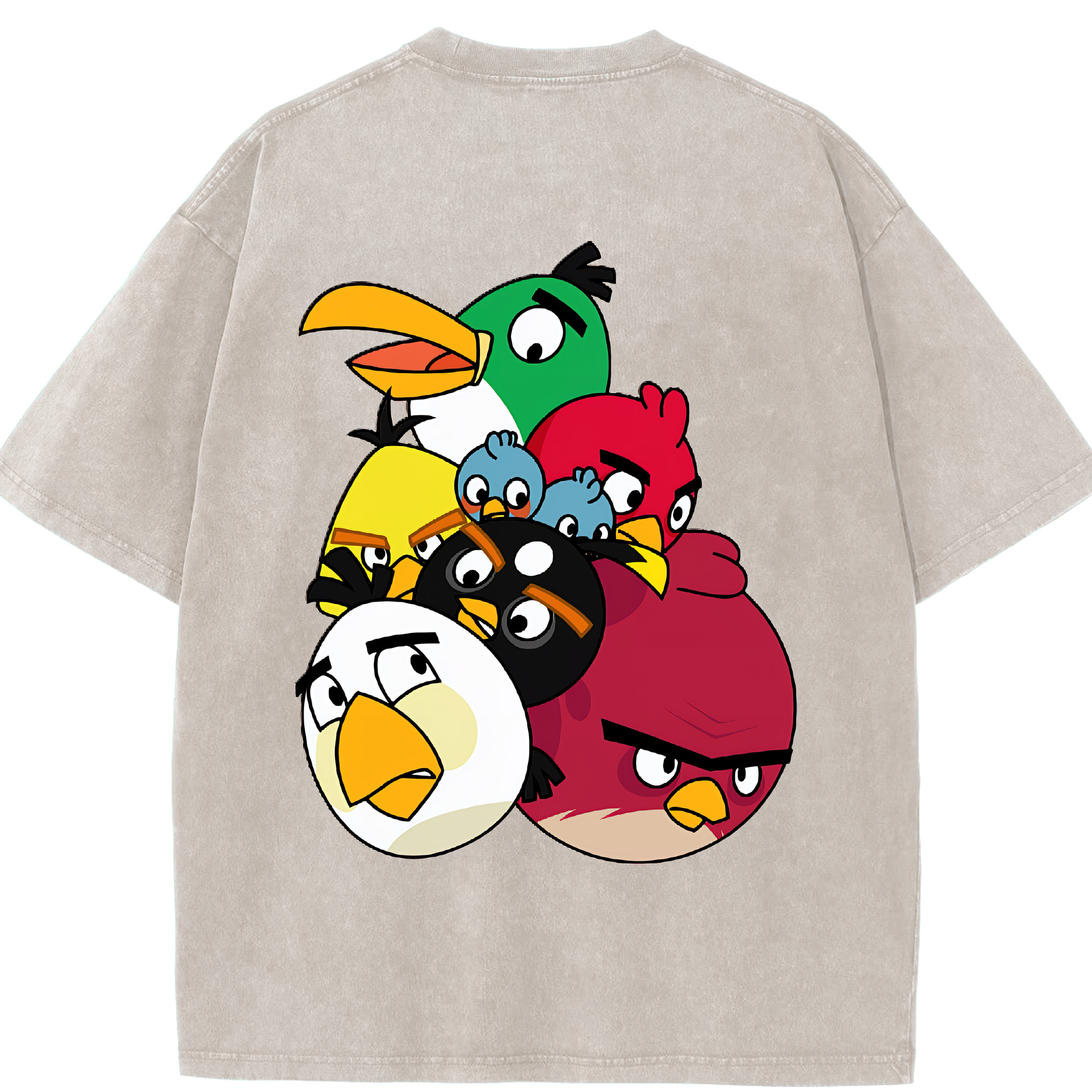 （画像用） Angry Birds アングリーバード 綿100% ヴィンテージ風 半袖Tシャツ（背面プリント）