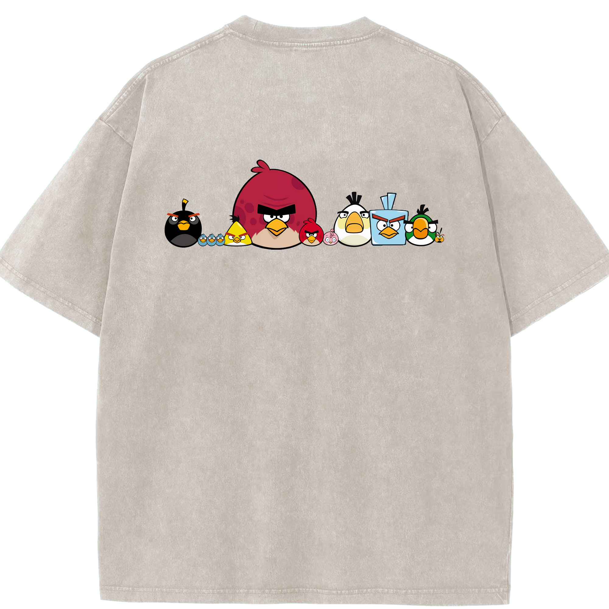 （画像用） Angry Birds アングリーバード 綿100% ヴィンテージ風 半袖Tシャツ（背面プリント）