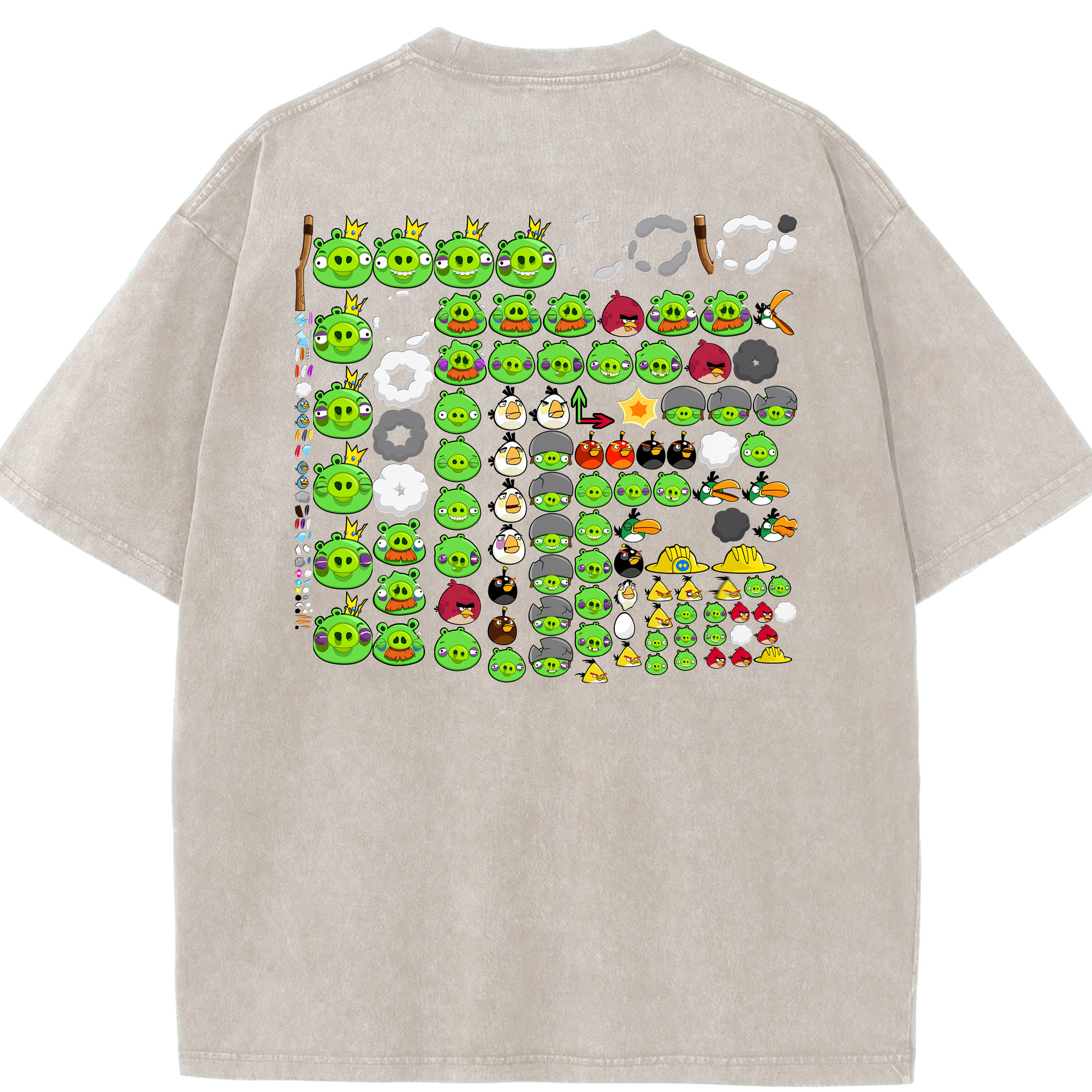 （画像用） Angry Birds アングリーバード 綿100% ヴィンテージ風 半袖Tシャツ（背面プリント）