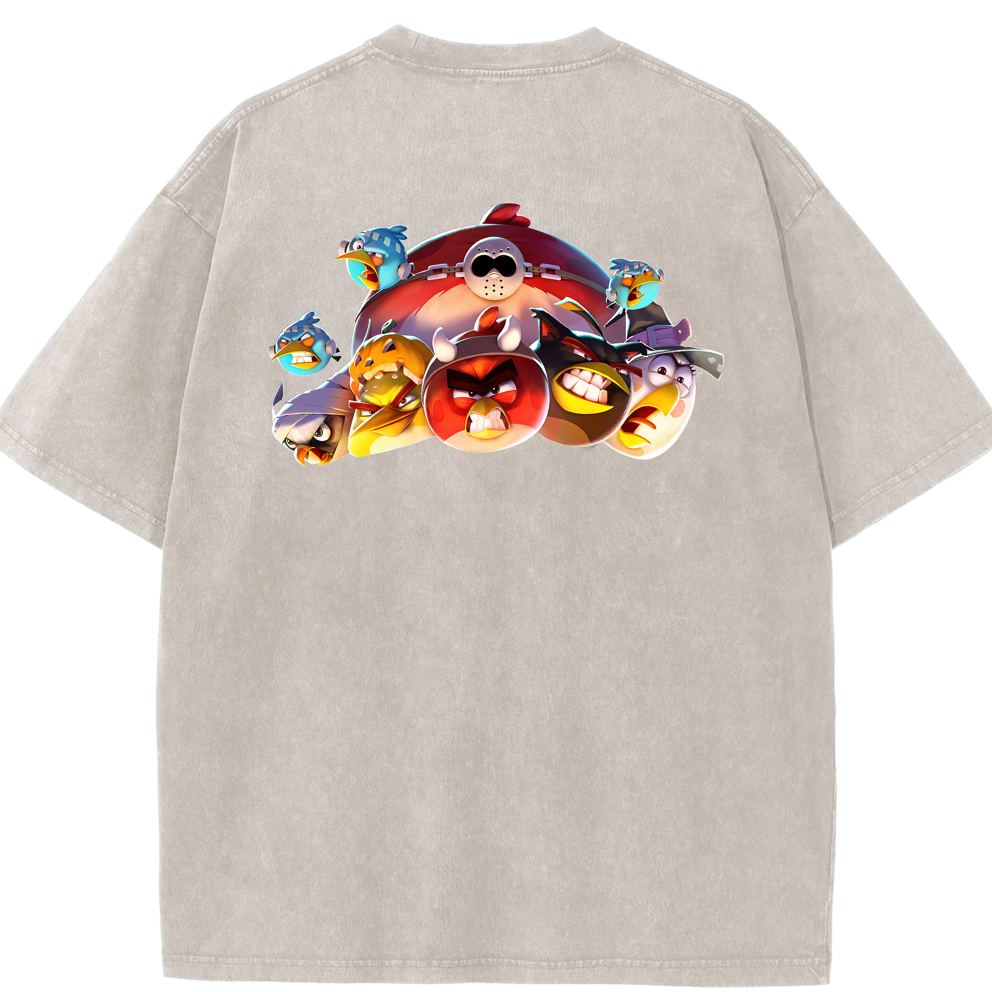 （画像用） Angry Birds アングリーバード 綿100% ヴィンテージ風 半袖Tシャツ（背面プリント）