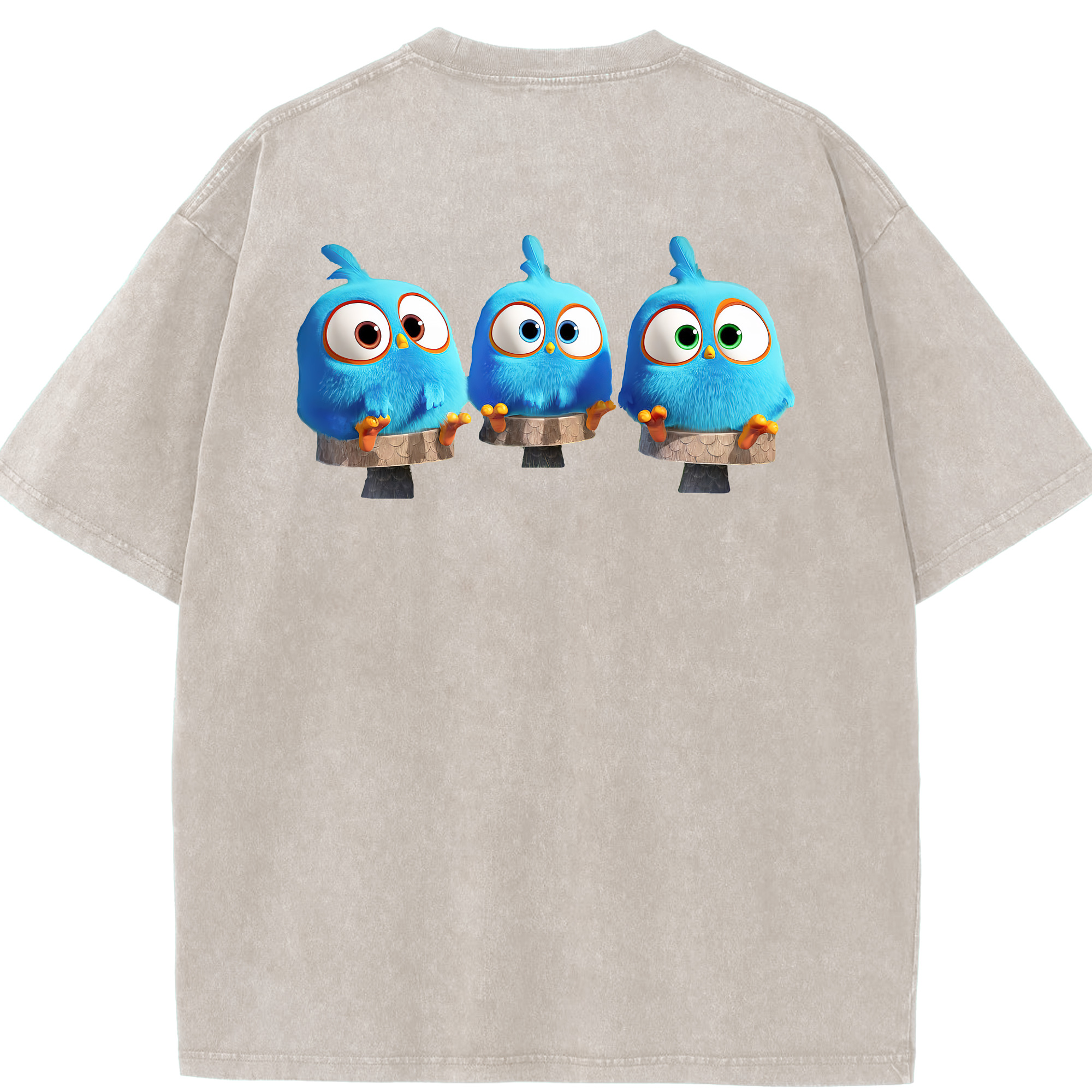 （画像用） Angry Birds アングリーバード 綿100% ヴィンテージ風 半袖Tシャツ（背面プリント）