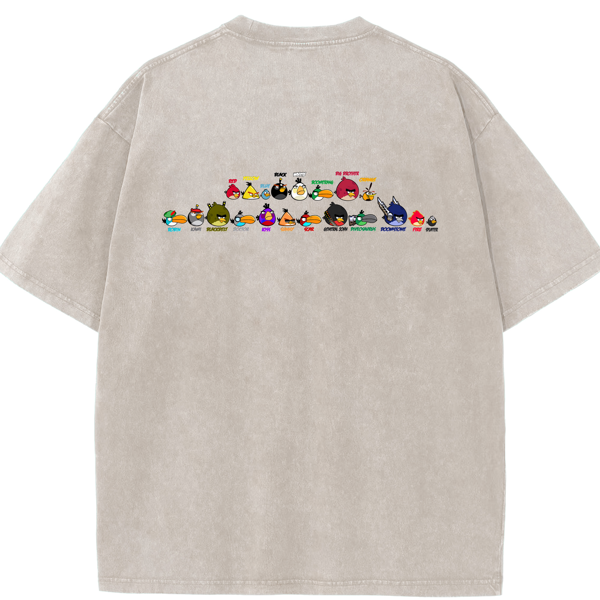 （画像用） Angry Birds アングリーバード 綿100% ヴィンテージ風 半袖Tシャツ（背面プリント）