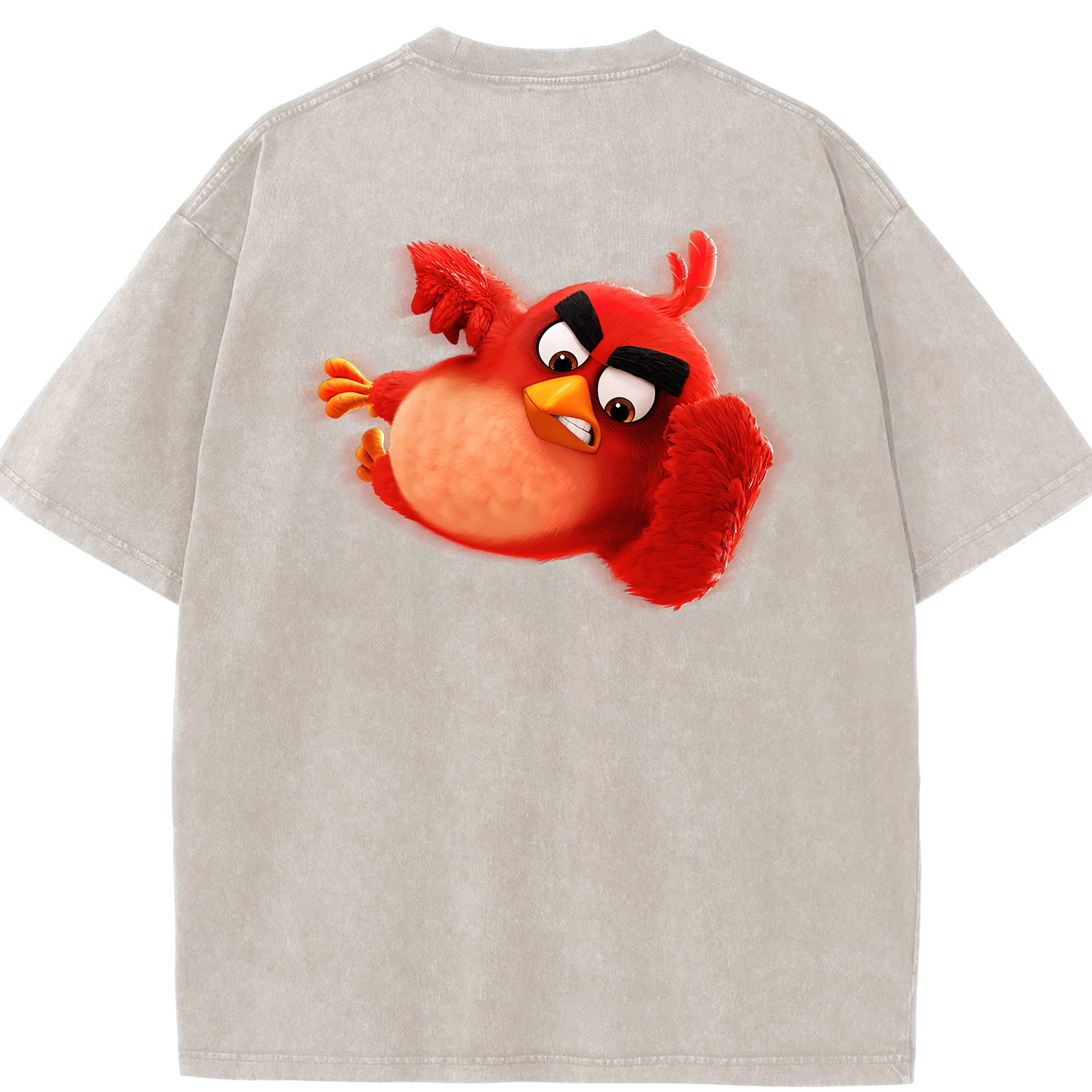 （画像用） Angry Birds アングリーバード 綿100% ヴィンテージ風 半袖Tシャツ（背面プリント）