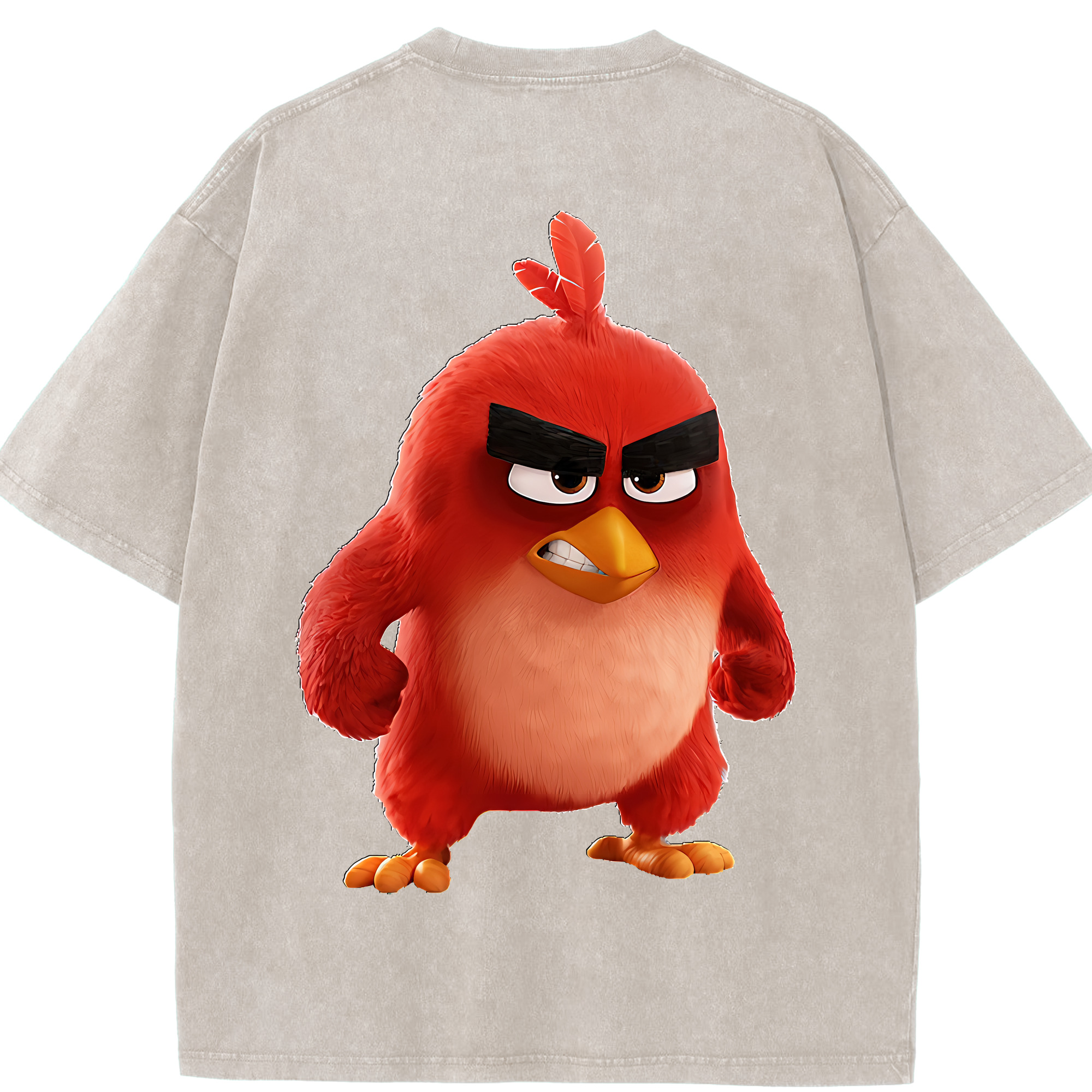 （画像用） Angry Birds アングリーバード 綿100% ヴィンテージ風 半袖Tシャツ（背面プリント）