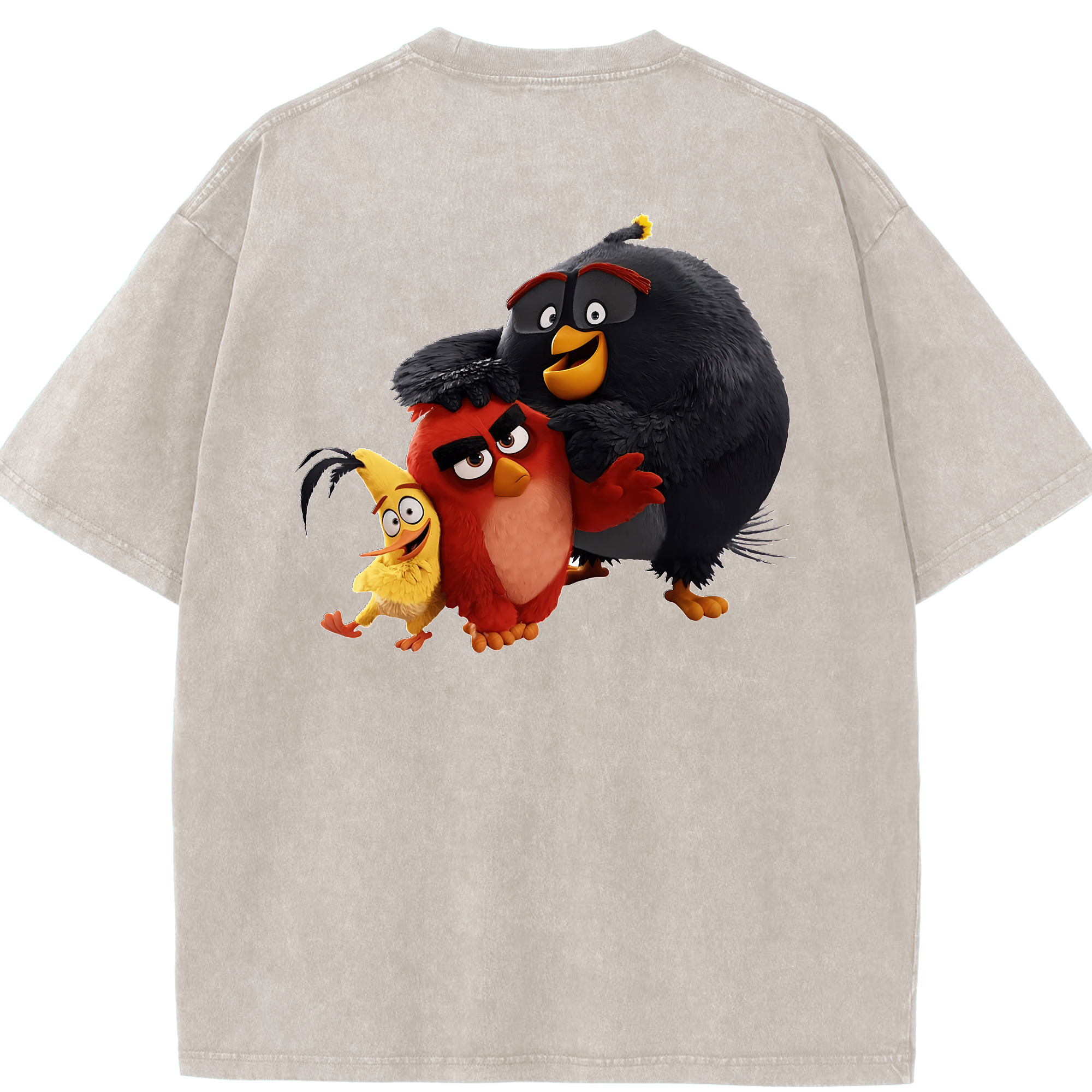 （画像用） Angry Birds アングリーバード 綿100% ヴィンテージ風 半袖Tシャツ（背面プリント）