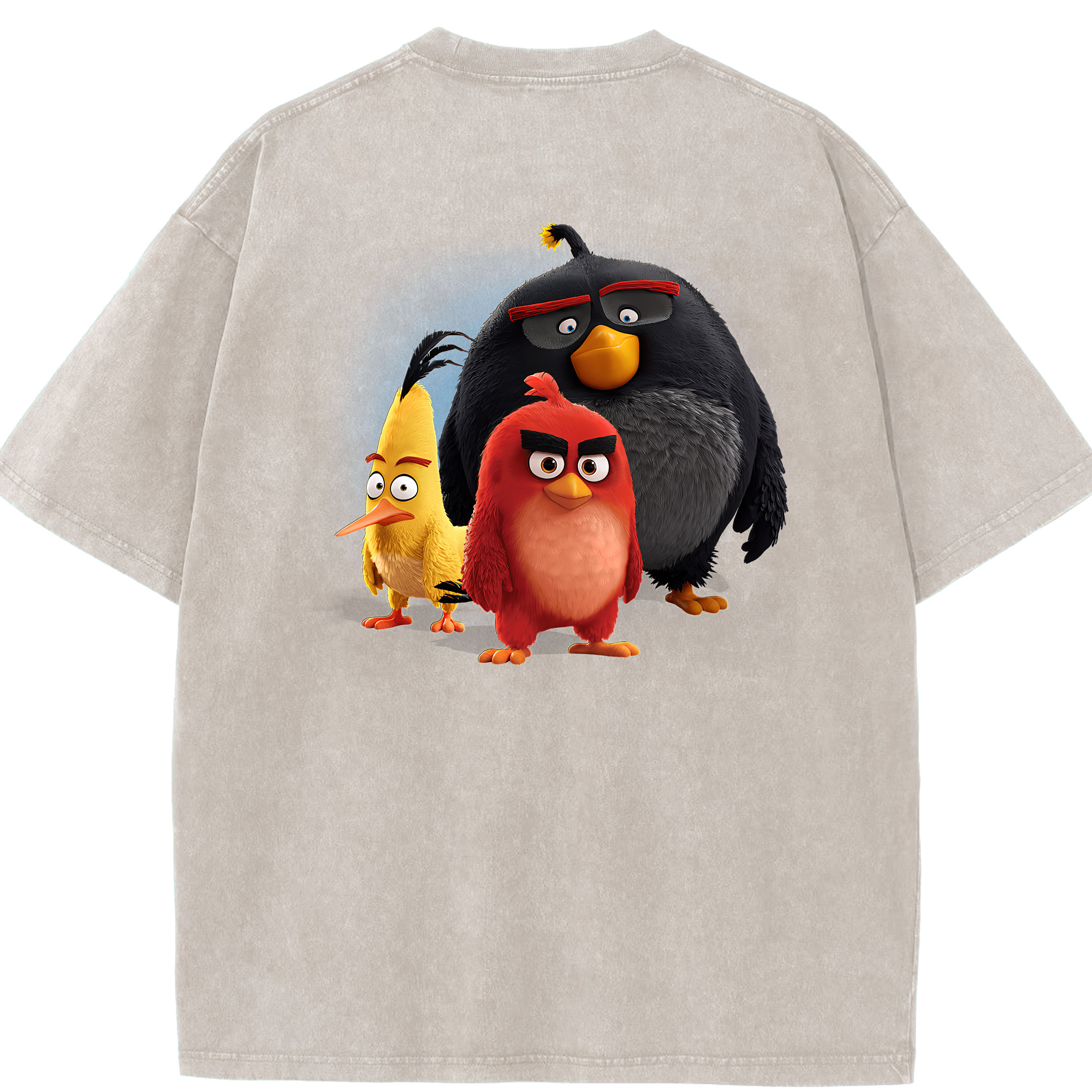 （画像用） Angry Birds アングリーバード 綿100% ヴィンテージ風 半袖Tシャツ（背面プリント）