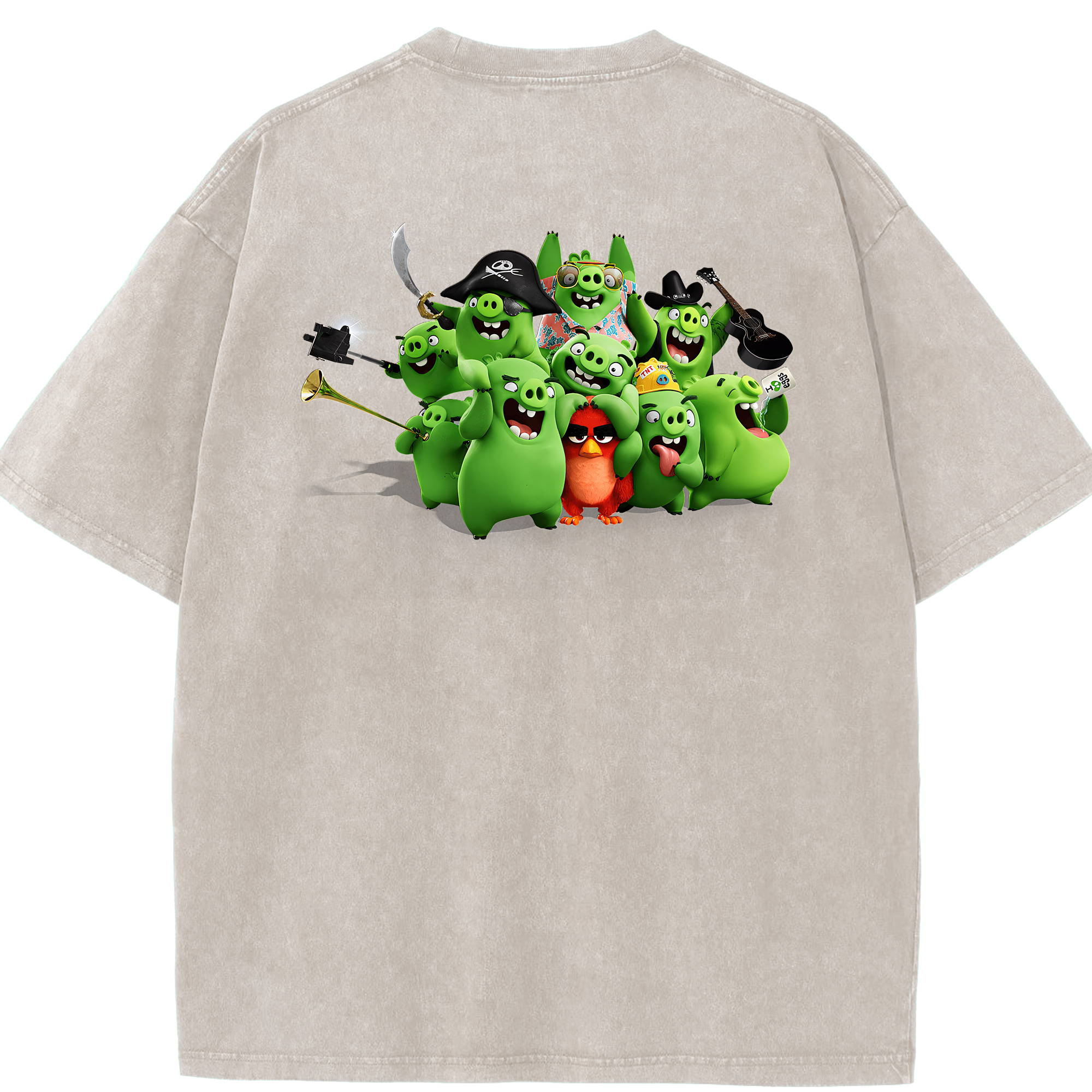（画像用） Angry Birds アングリーバード 綿100% ヴィンテージ風 半袖Tシャツ（背面プリント）