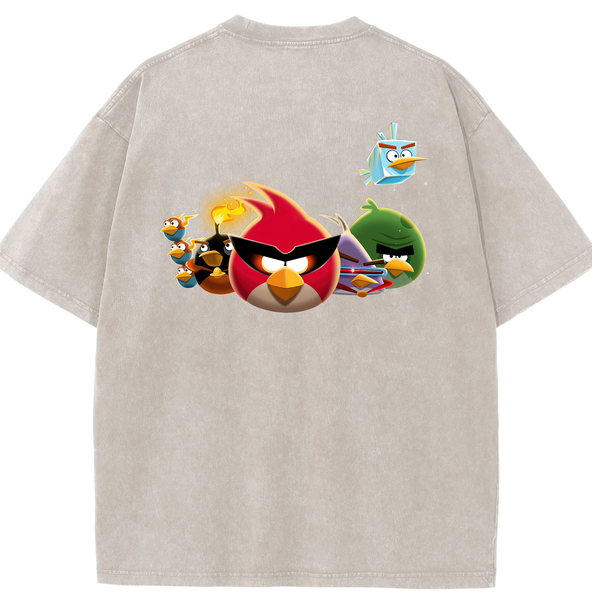 （画像用） Angry Birds アングリーバード 綿100% ヴィンテージ風 半袖Tシャツ（背面プリント）
