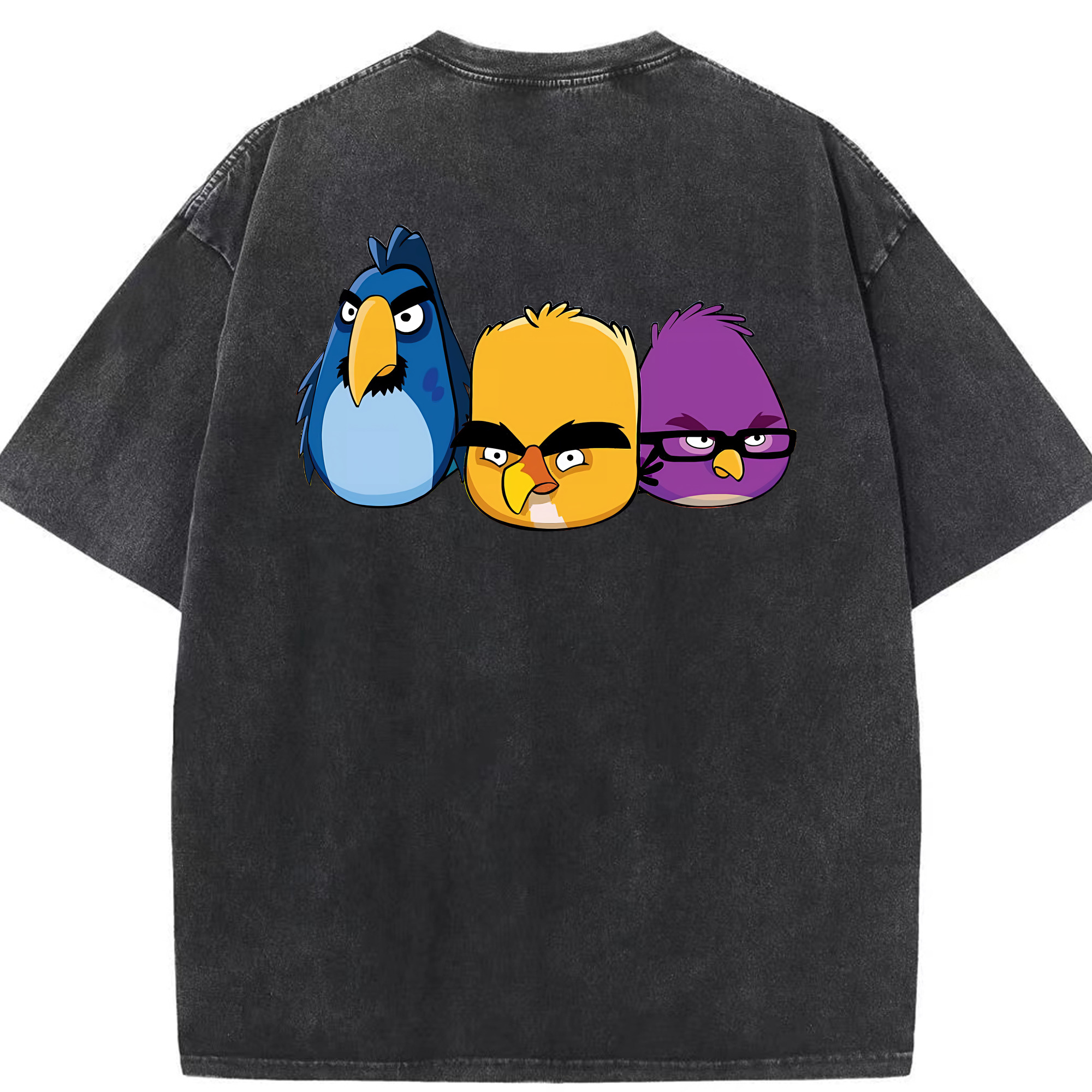 （画像用） Angry Birds アングリーバード 綿100% ヴィンテージ風 半袖Tシャツ（背面プリント）