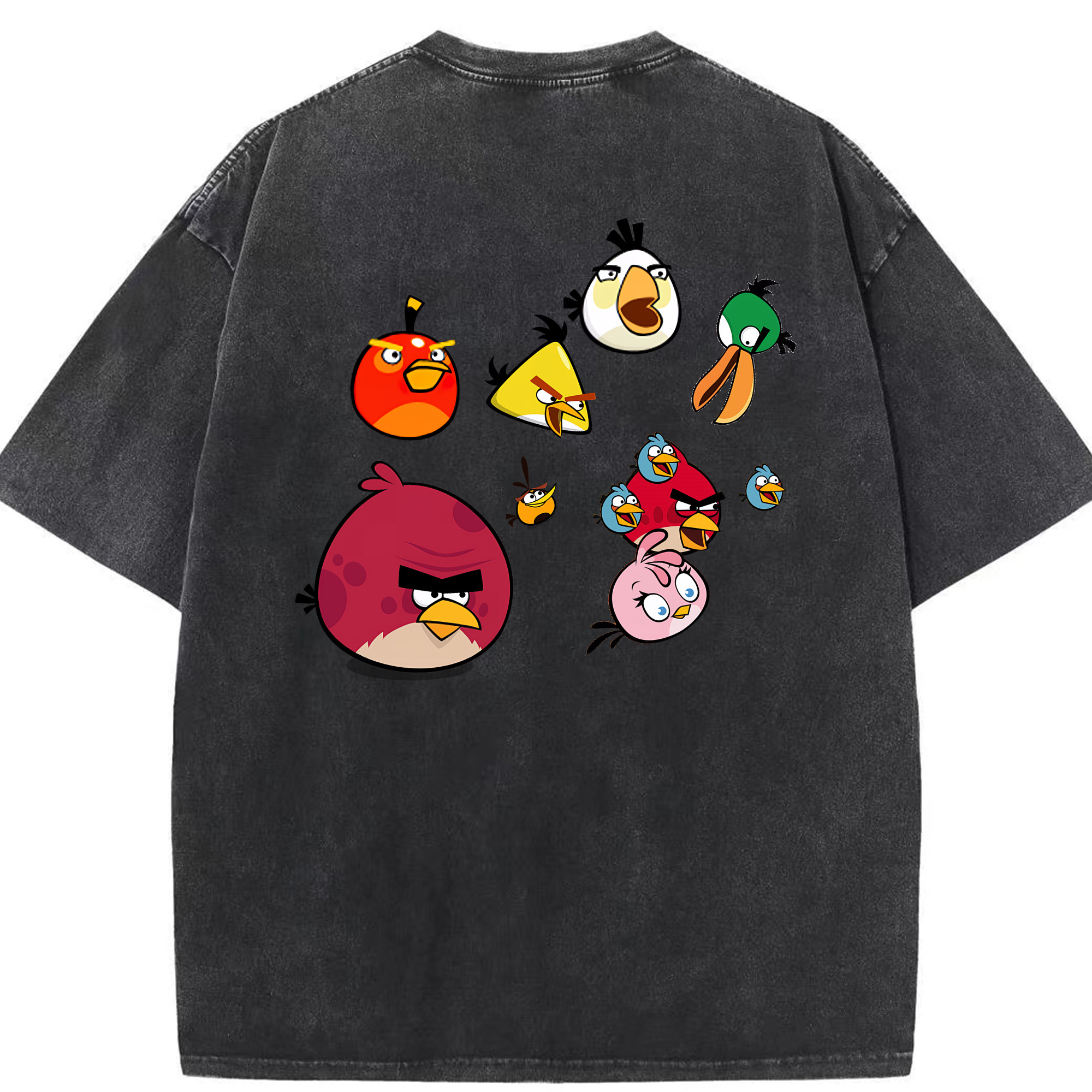 （画像用） Angry Birds アングリーバード 綿100% ヴィンテージ風 半袖Tシャツ（背面プリント）
