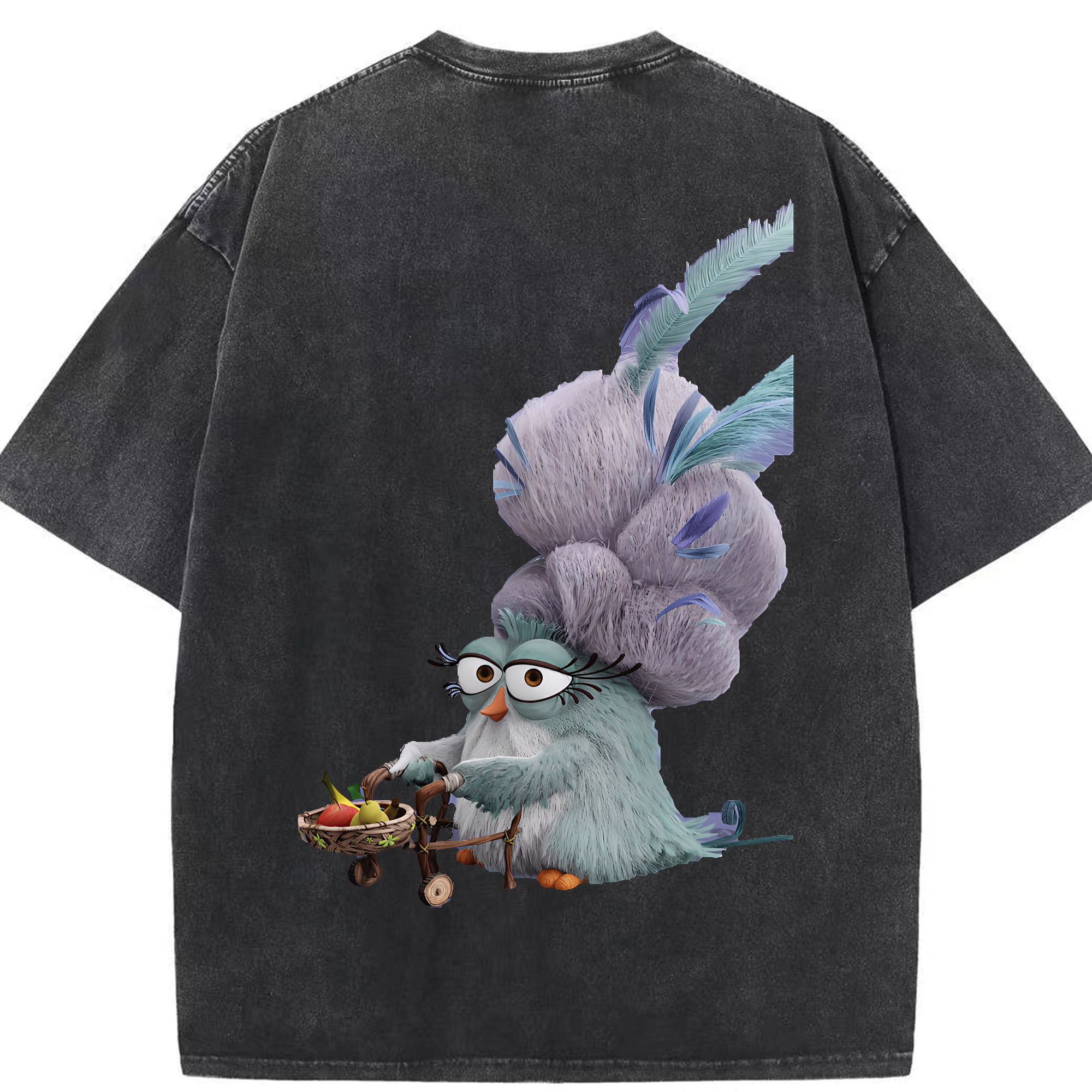 （画像用） Angry Birds アングリーバード 綿100% ヴィンテージ風 半袖Tシャツ（背面プリント）