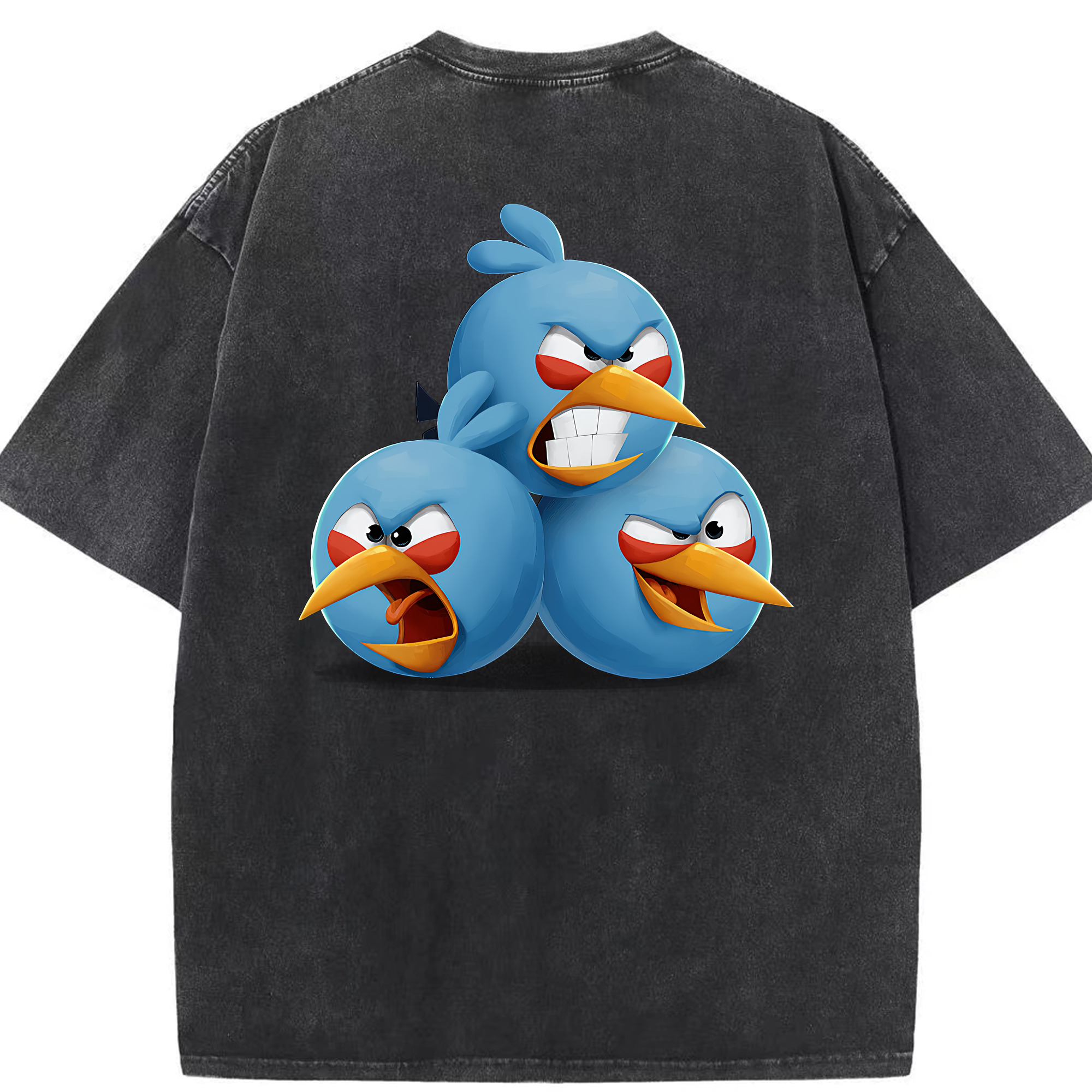 （画像用） Angry Birds アングリーバード 綿100% ヴィンテージ風 半袖Tシャツ（背面プリント）