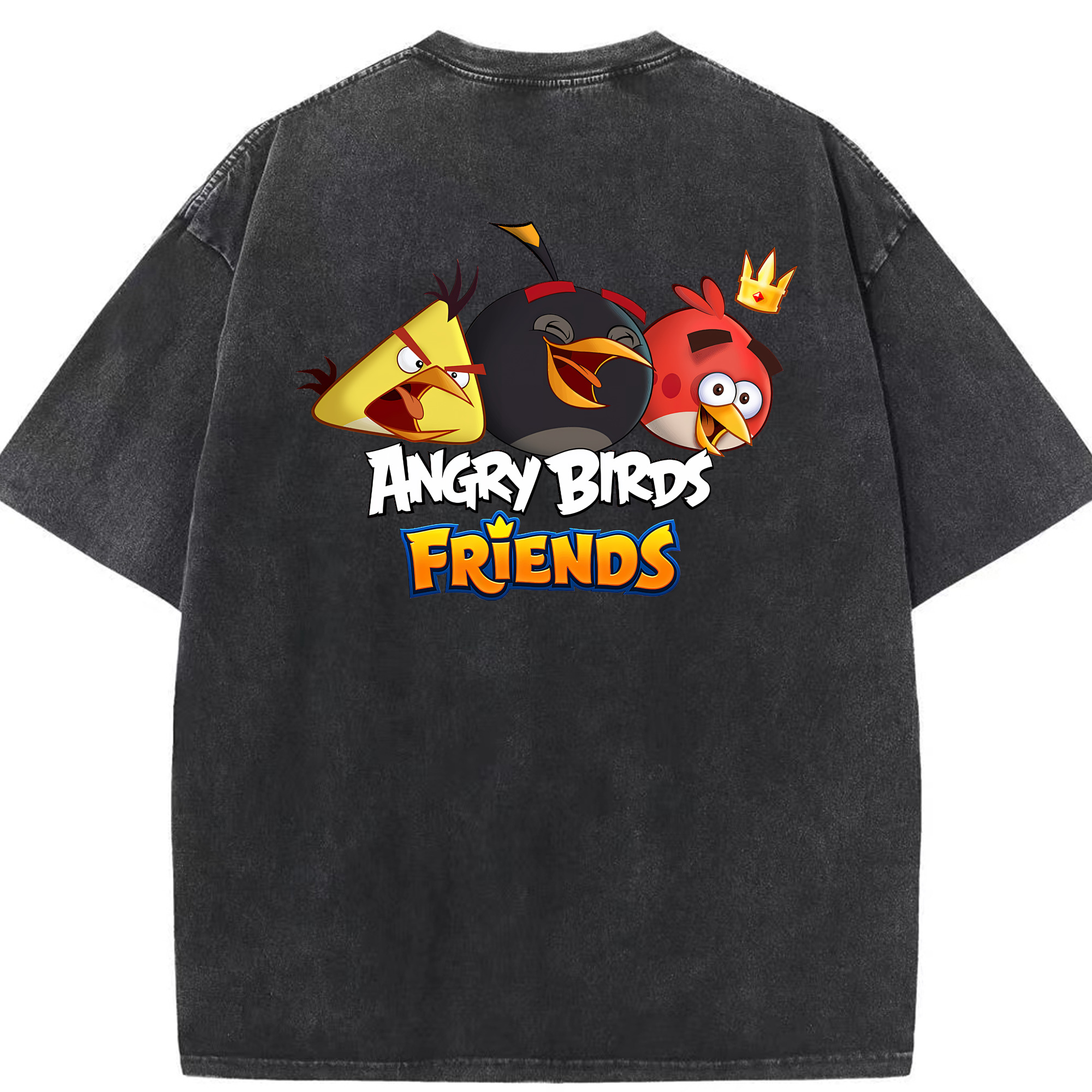 （画像用） Angry Birds アングリーバード 綿100% ヴィンテージ風 半袖Tシャツ（背面プリント）