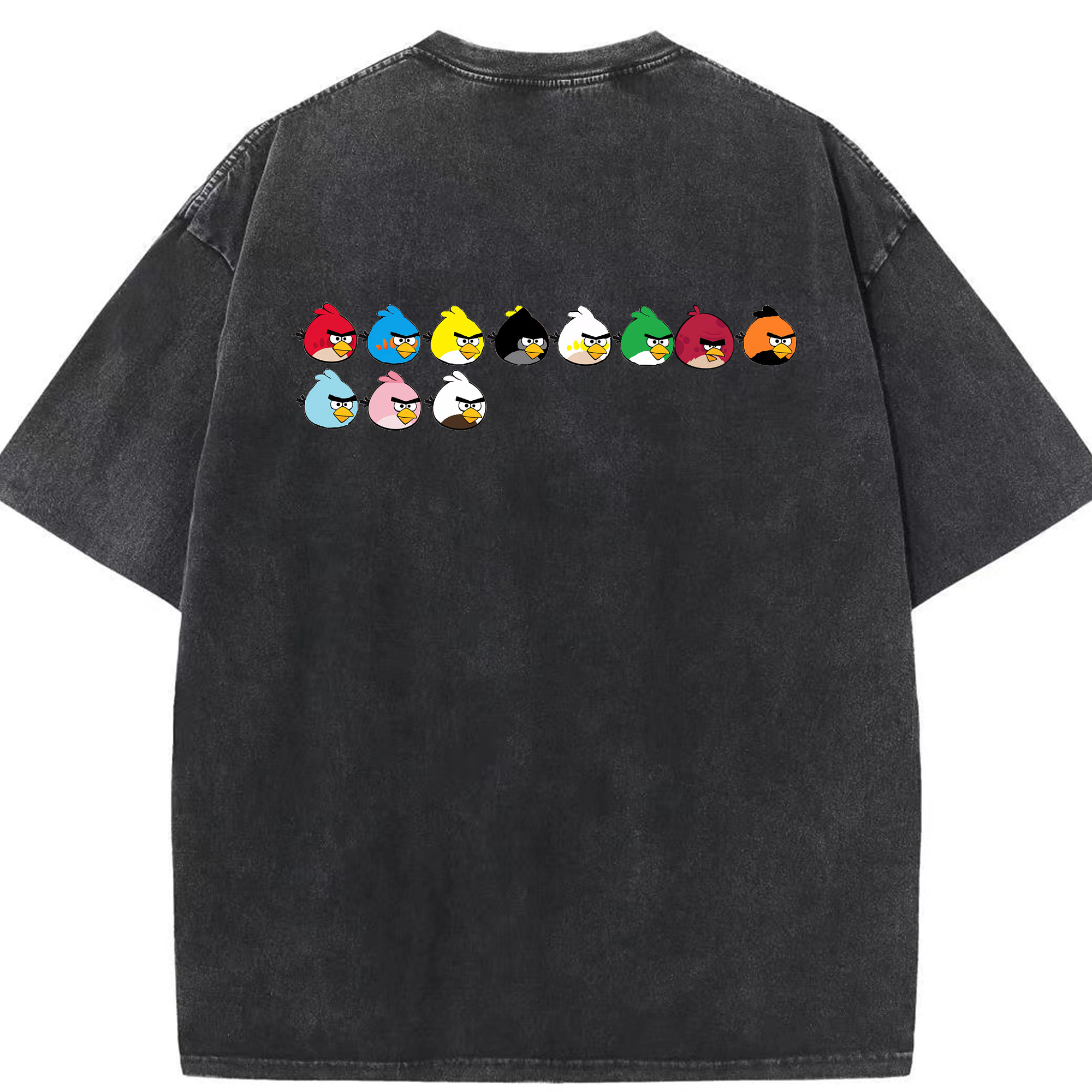 （画像用） Angry Birds アングリーバード 綿100% ヴィンテージ風 半袖Tシャツ（背面プリント）
