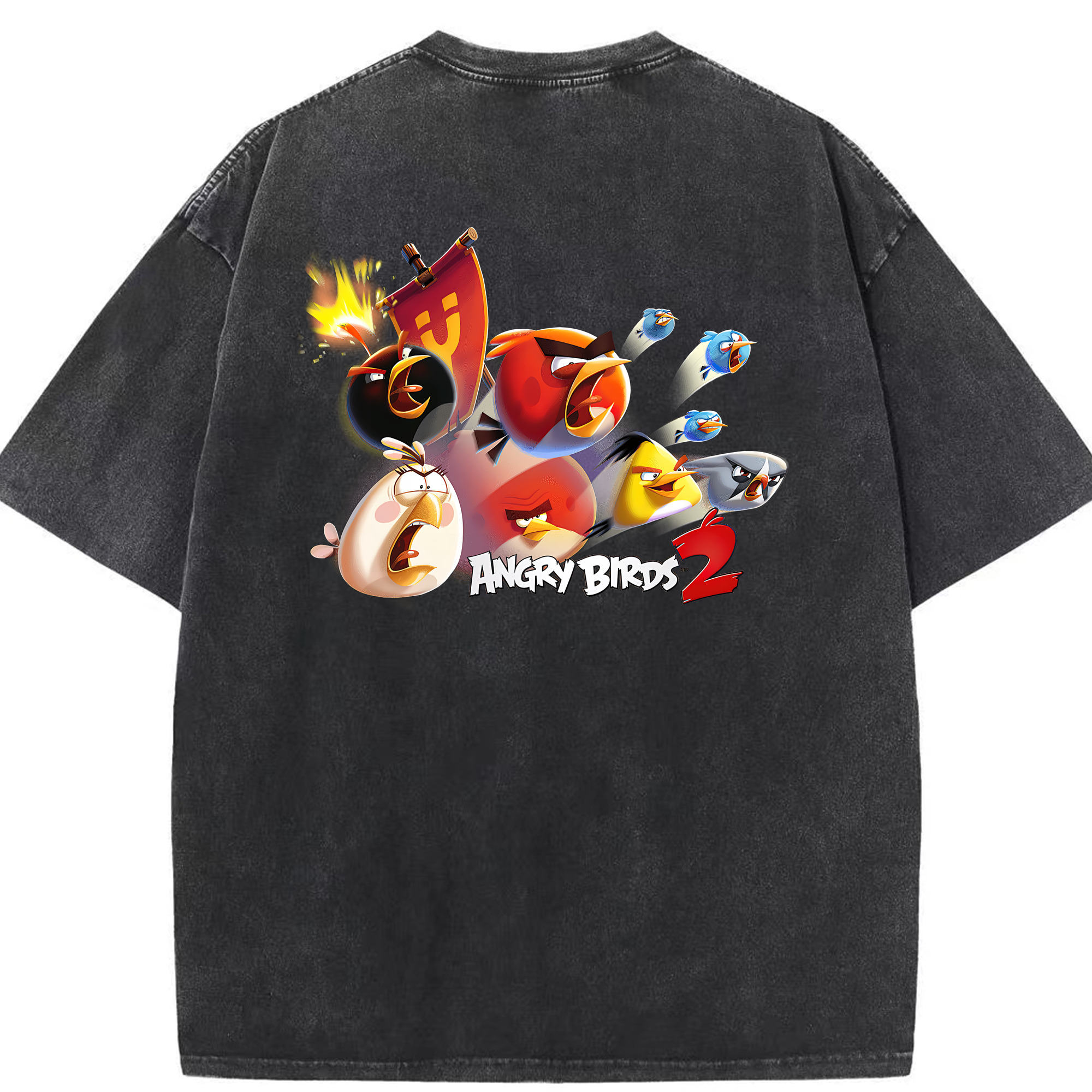 （画像用） Angry Birds アングリーバード 綿100% ヴィンテージ風 半袖Tシャツ（背面プリント）