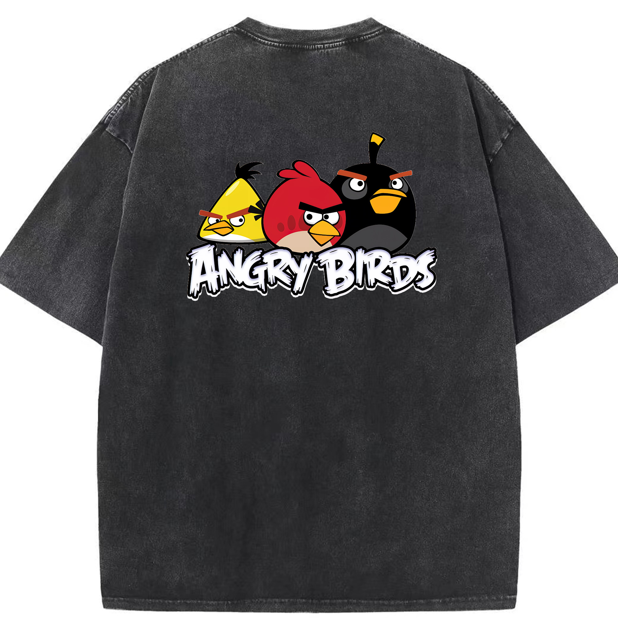 （画像用） Angry Birds アングリーバード 綿100% ヴィンテージ風 半袖Tシャツ（背面プリント）