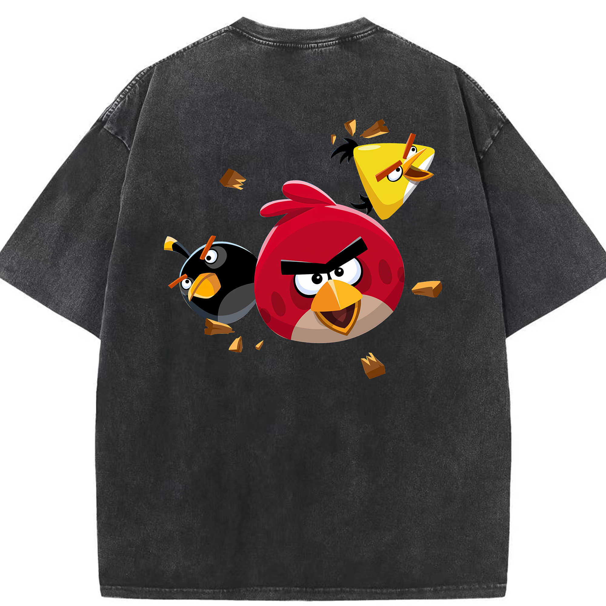 （画像用） Angry Birds アングリーバード 綿100% ヴィンテージ風 半袖Tシャツ（背面プリント）