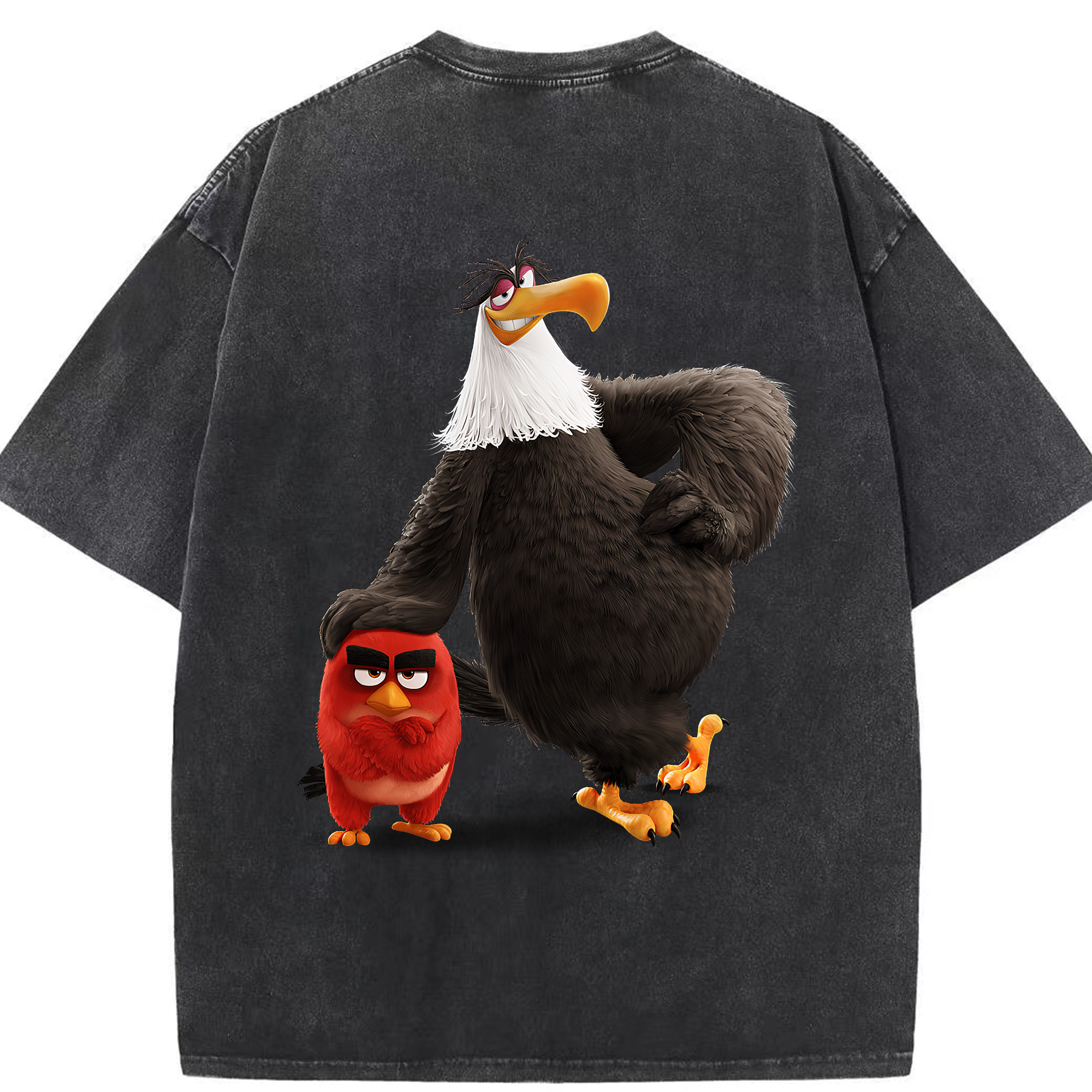 （画像用） Angry Birds アングリーバード 綿100% ヴィンテージ風 半袖Tシャツ（背面プリント）