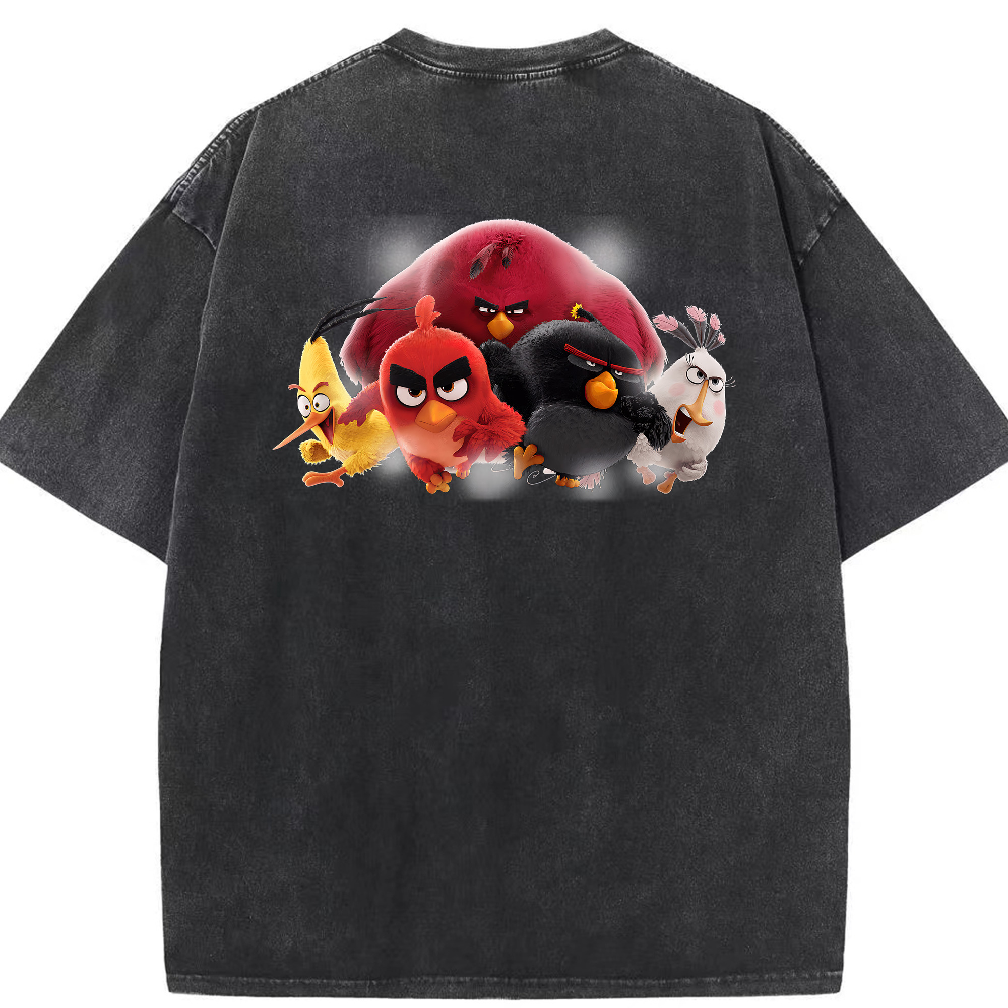 （画像用） Angry Birds アングリーバード 綿100% ヴィンテージ風 半袖Tシャツ（背面プリント）