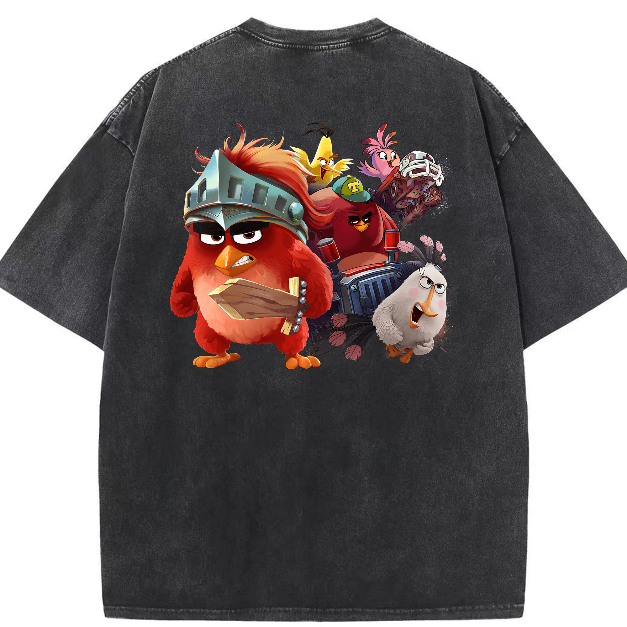 （画像用） Angry Birds アングリーバード 綿100% ヴィンテージ風 半袖Tシャツ（背面プリント）