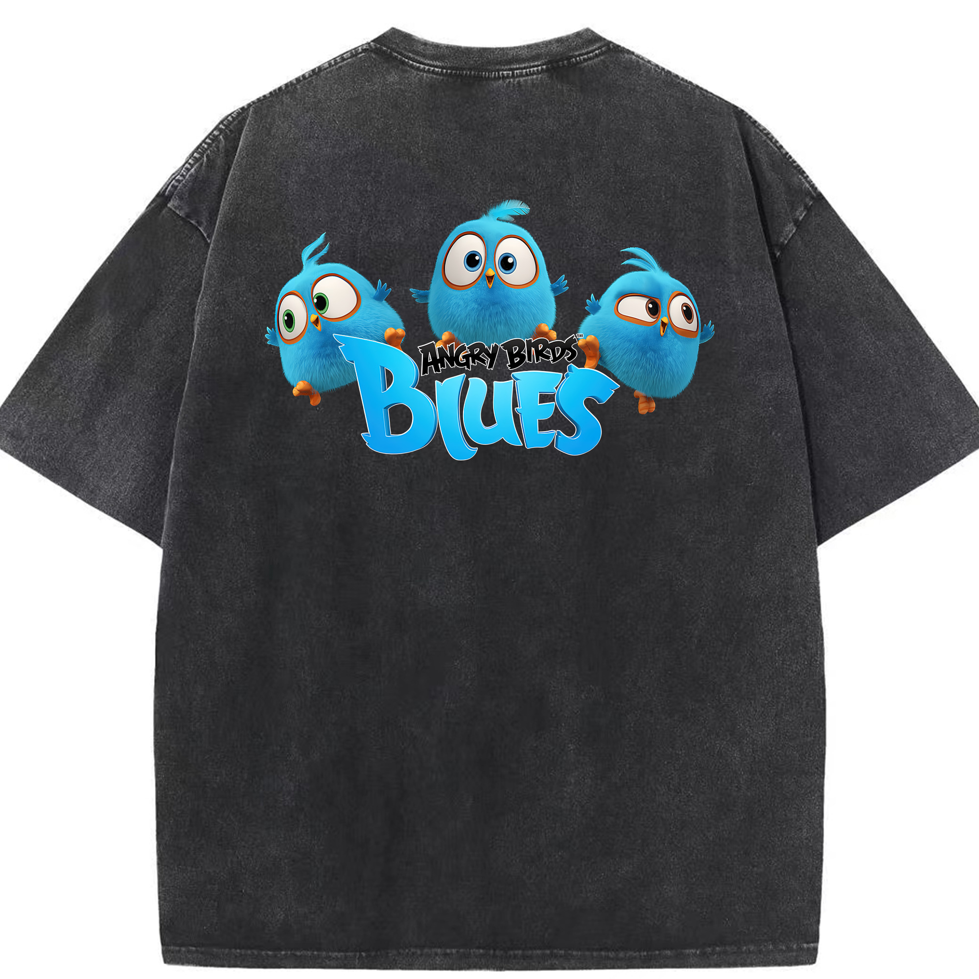 （画像用） Angry Birds アングリーバード 綿100% ヴィンテージ風 半袖Tシャツ（背面プリント）